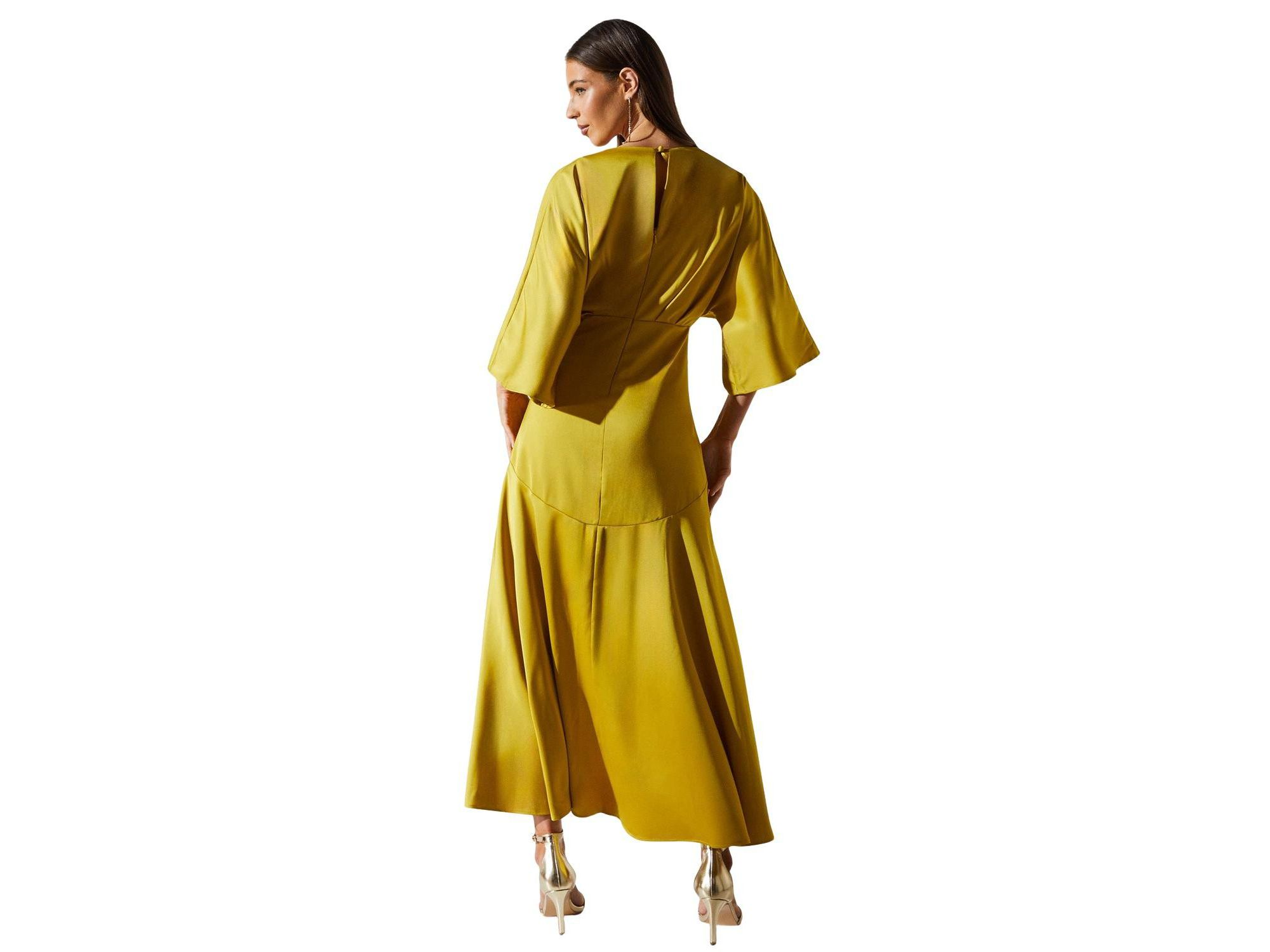 Satin Crepe Ruffle Wrap Midi Dress — Image 4