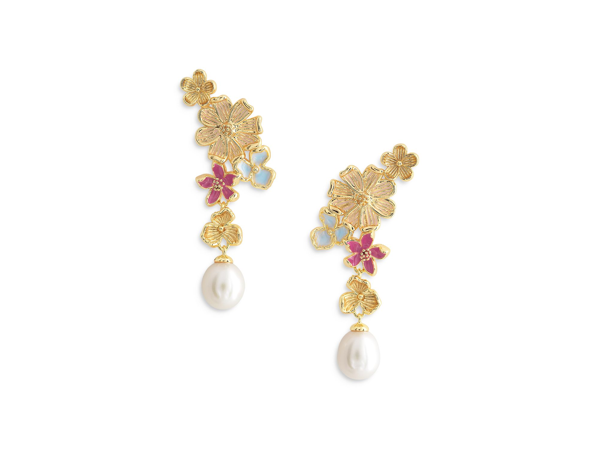 Wildflower Cultured Pearl Drop Earrings — Image 3