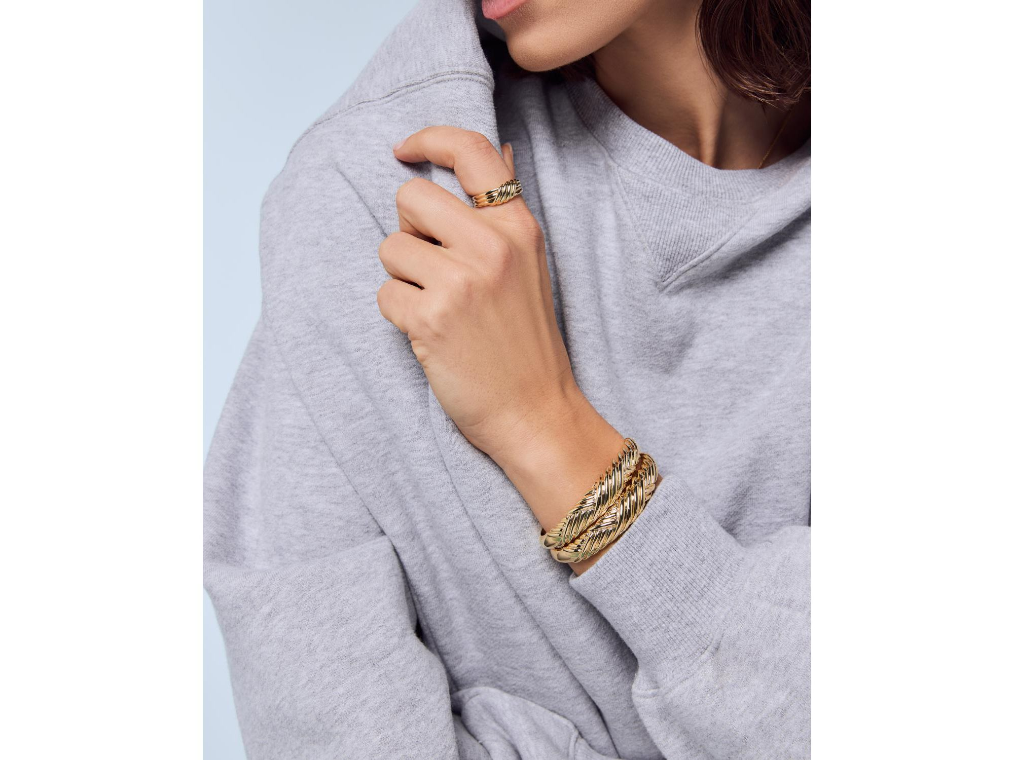 Kamilla Brass Gold Cuff Bracelet — Image 3