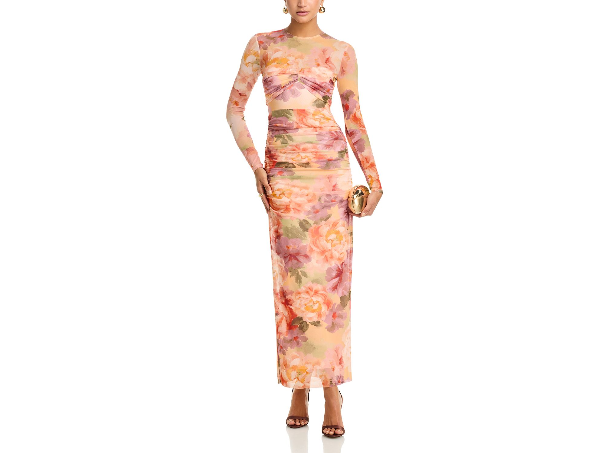 Mesh Long Sleeve Midi Dress - Exclusive — Image 3