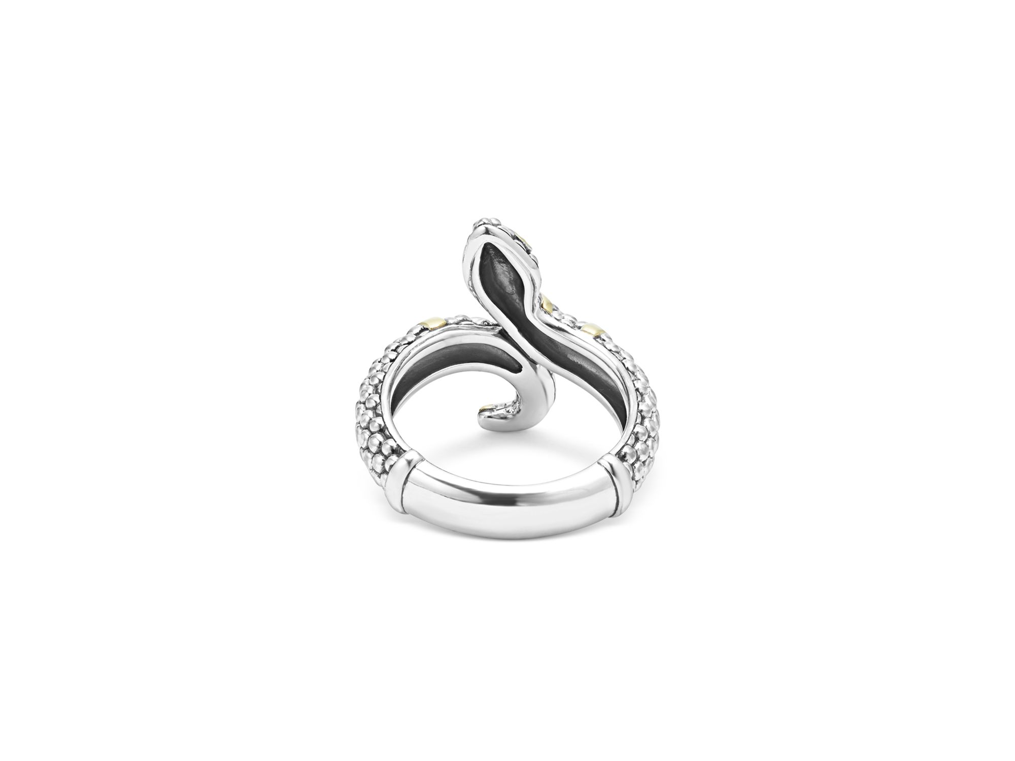 18K Yellow Gold & Sterling Silver Rare Wonders Caviar Bead Snake Ring — Image 4