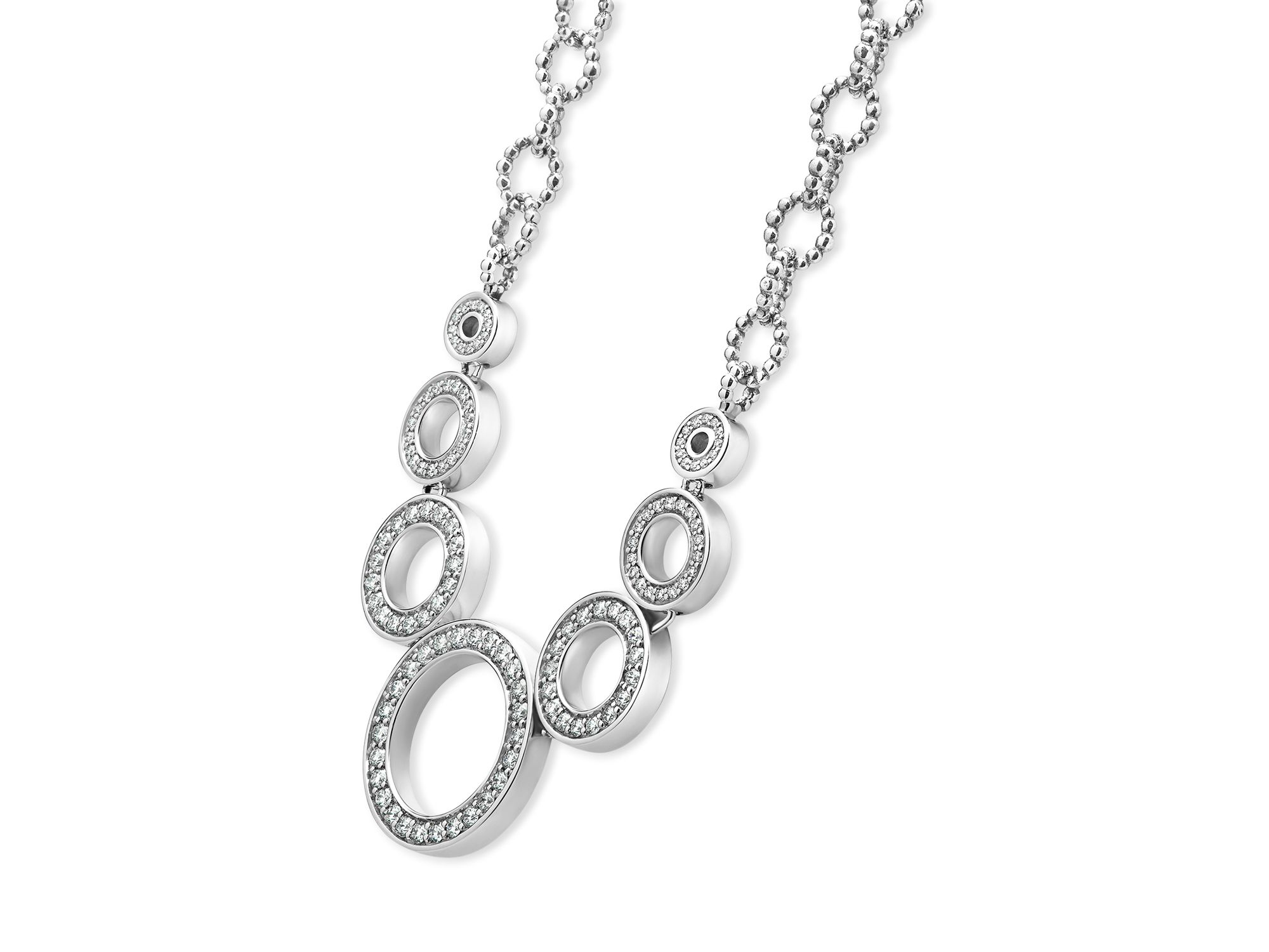 Sterling Caviar Spark Diamond Multi Circle Statement Necklace, 18" — Image 4