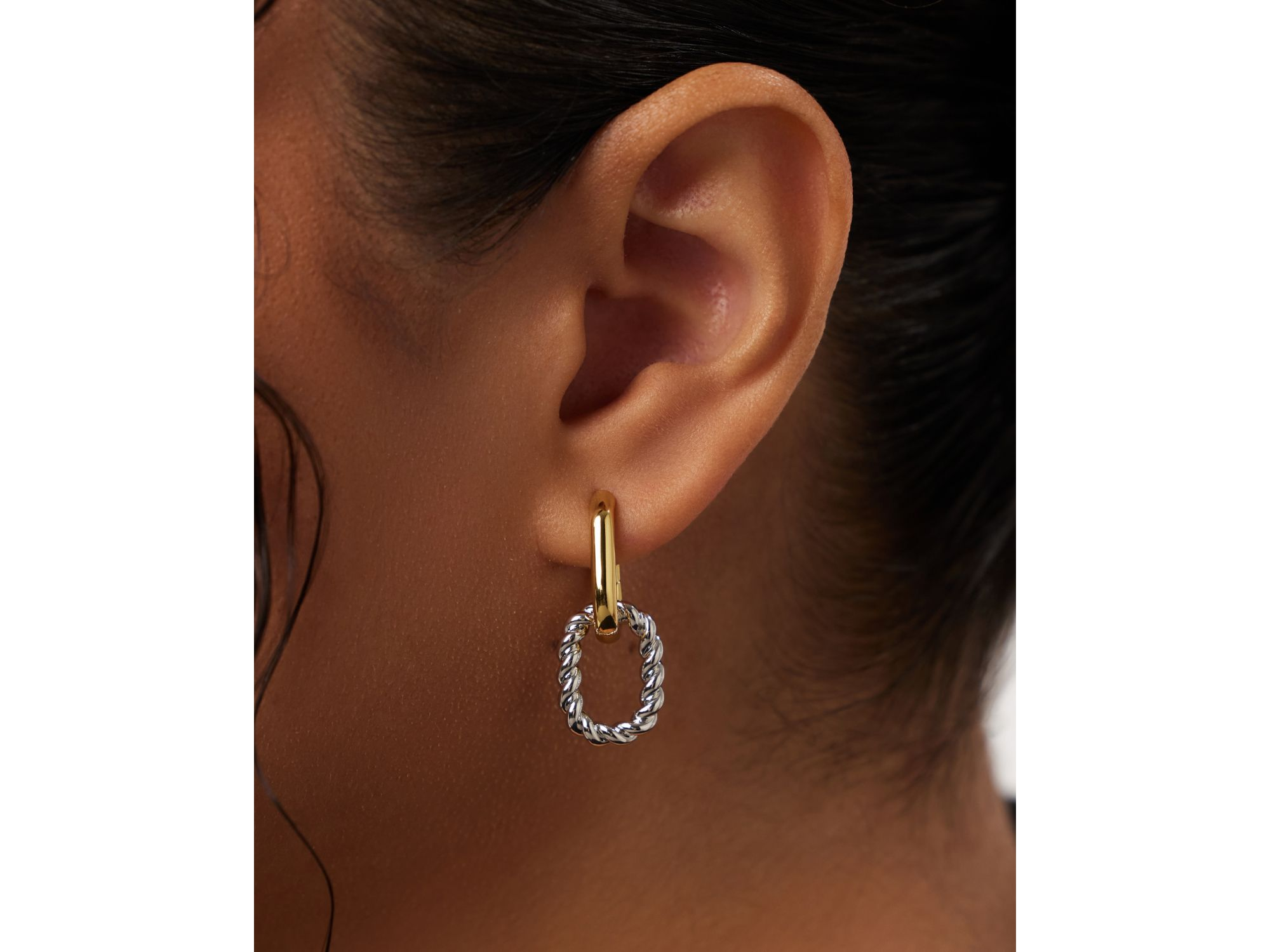 Double Ash Double Two Tone Hoop Earrings — Image 3