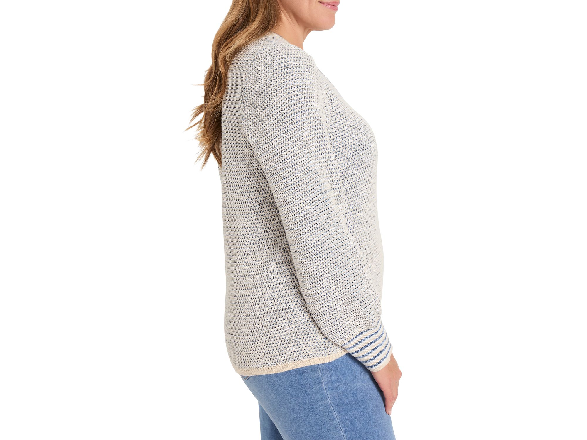 Tuck Texture Split Neck Sweater — Image 3