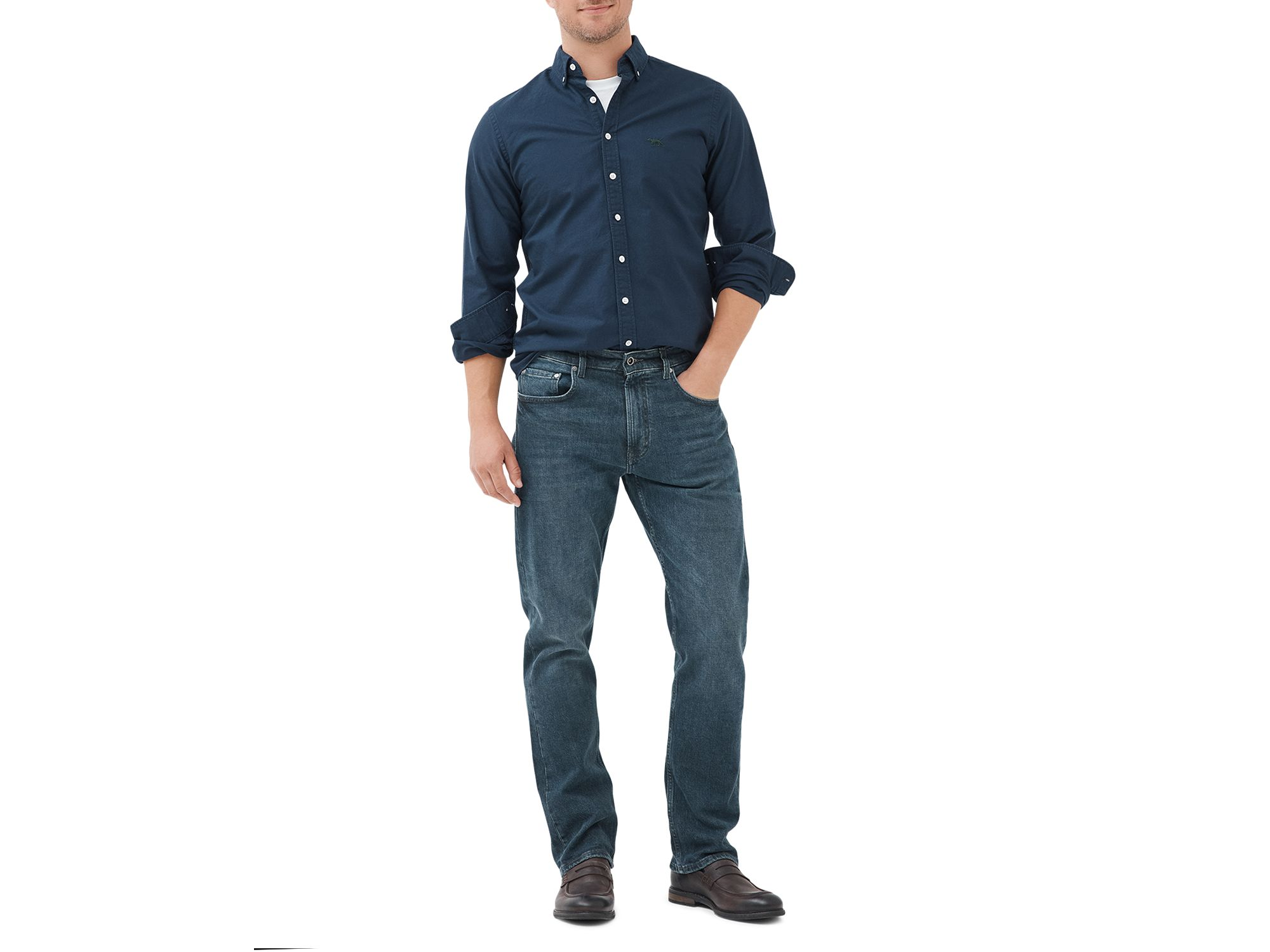 Winton Relaxed Fit Jeans in Mid Blue — Image 3