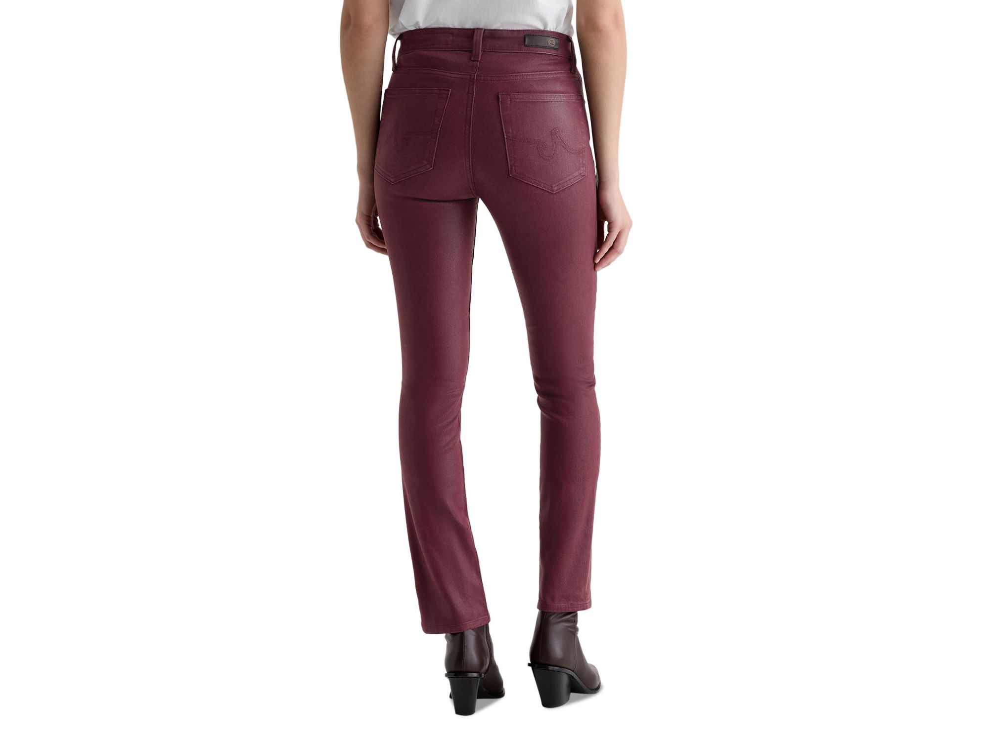 Mari Coated Mid Rise Slim Jeans in Winery — Image 5