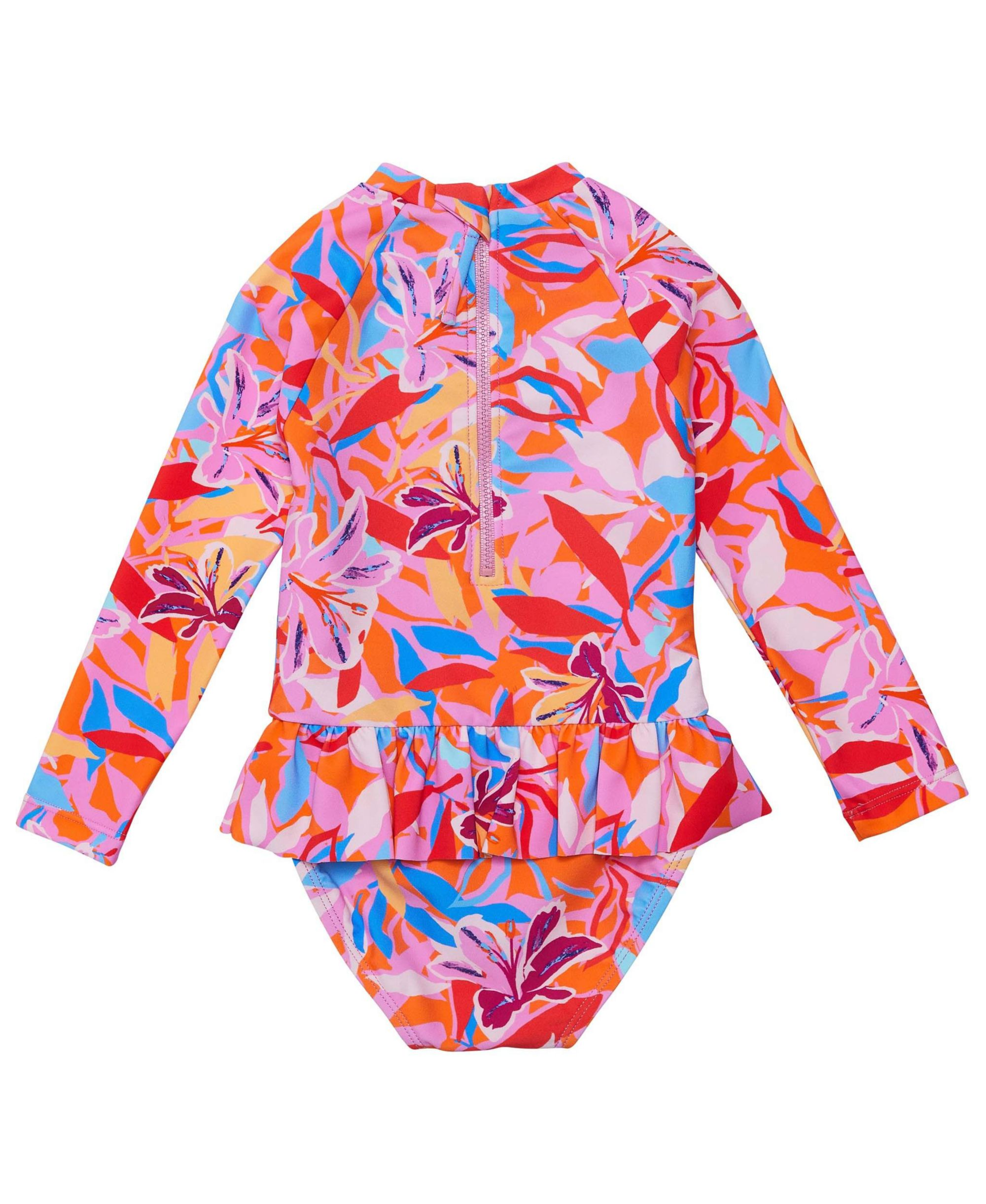 Girls' Blooming Sunset Sustainable Long Sleeve Skirt Surf Suit - Baby — Image 4