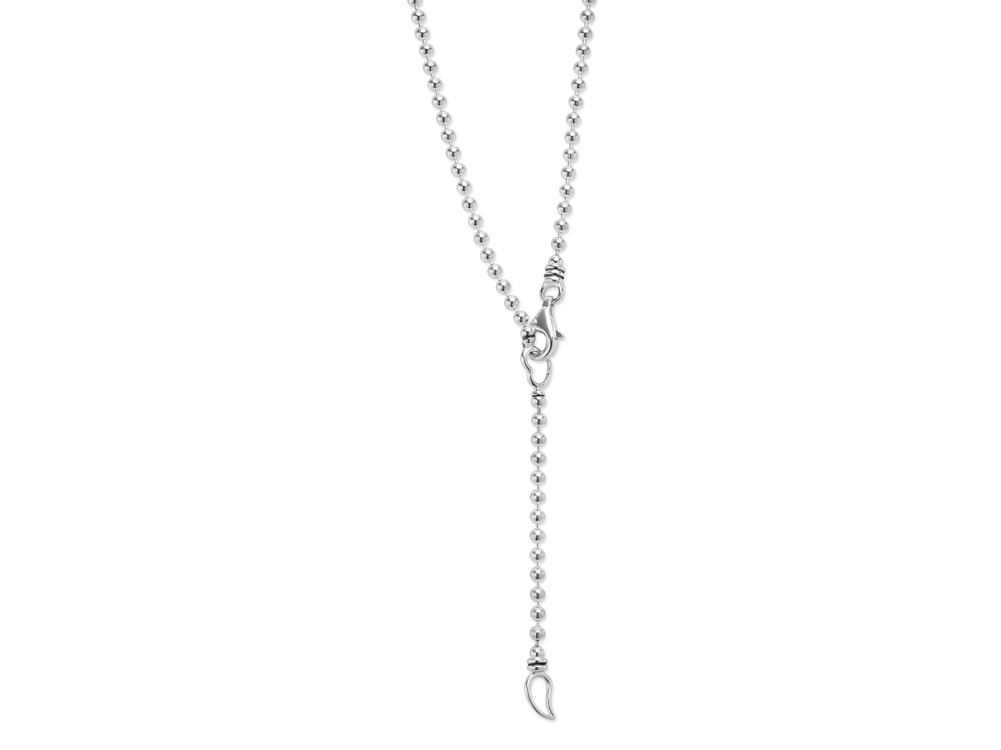 Sterling Caviar Spark Diamond Circle Bead Chain Pendant Necklace, 16-18" — Image 5