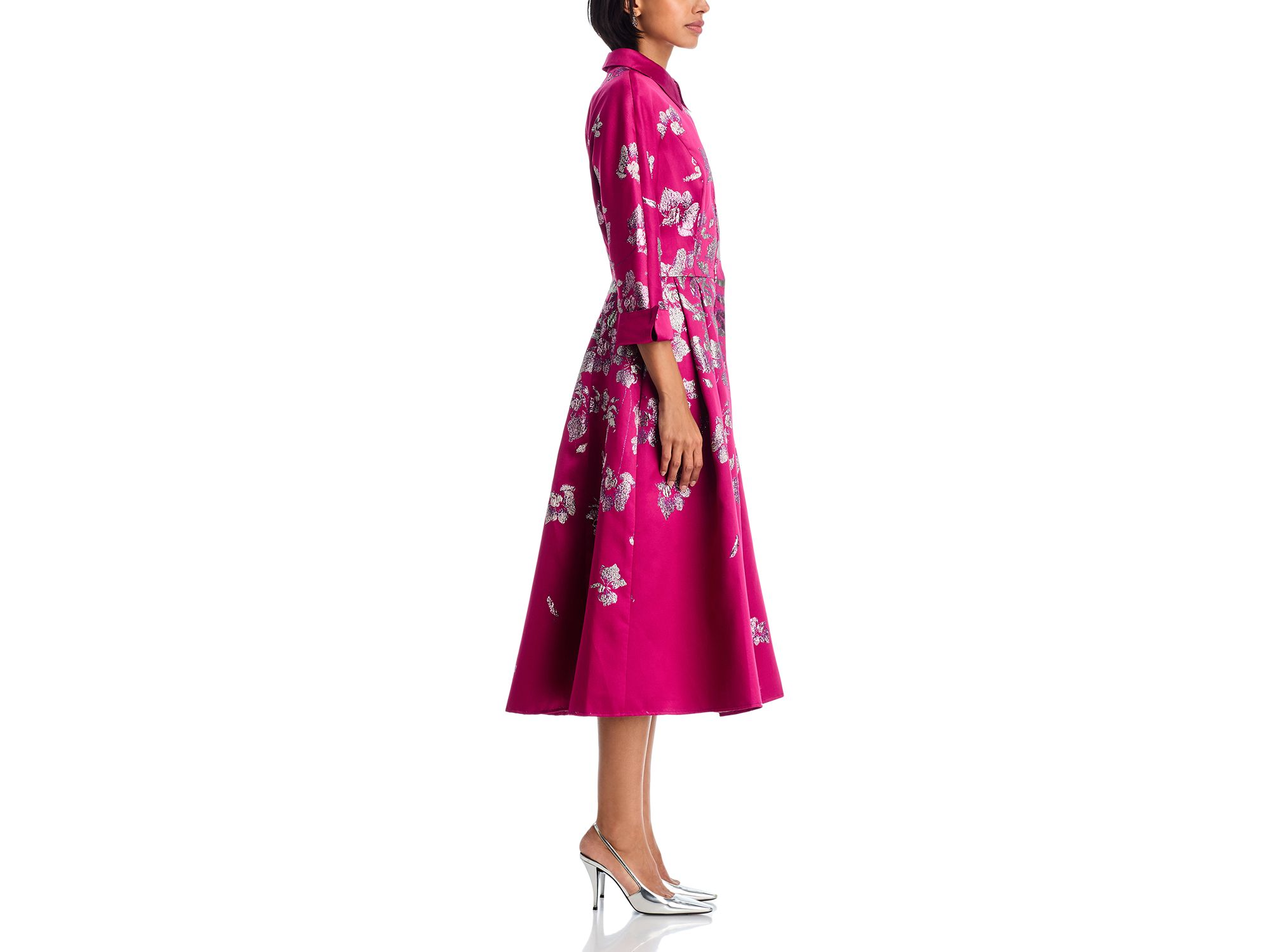 Metallic Jacquard Shirt Dress — Image 5