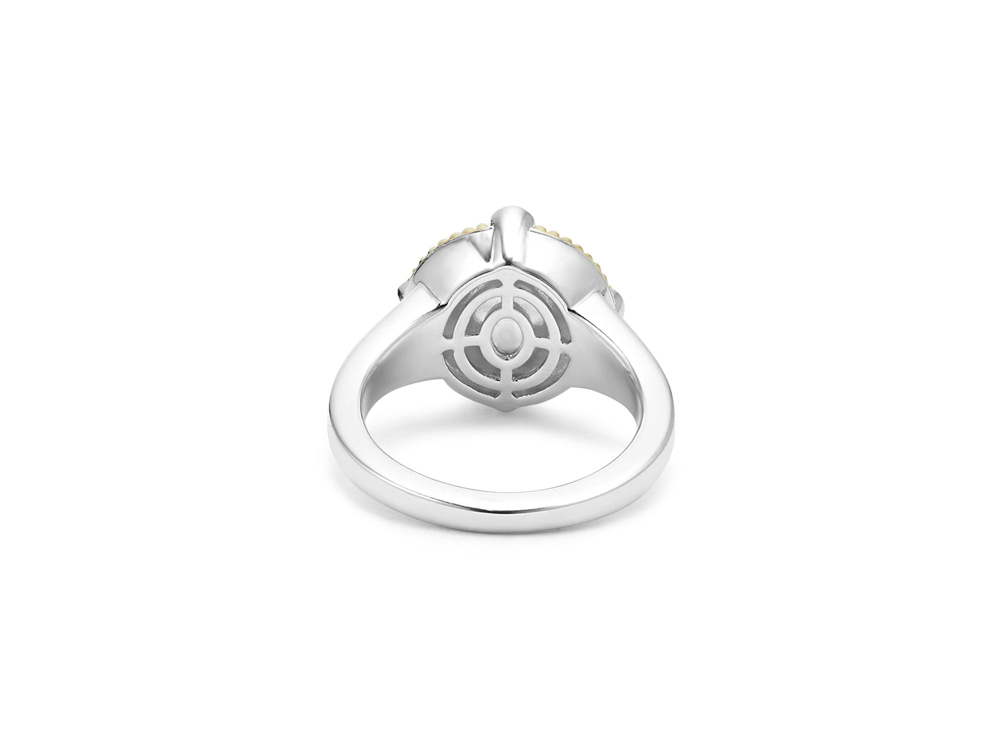 18K Yellow Gold & Sterling Silver Luna Cultured Freshwater Pearl & Diamond Halo Ring — Image 4