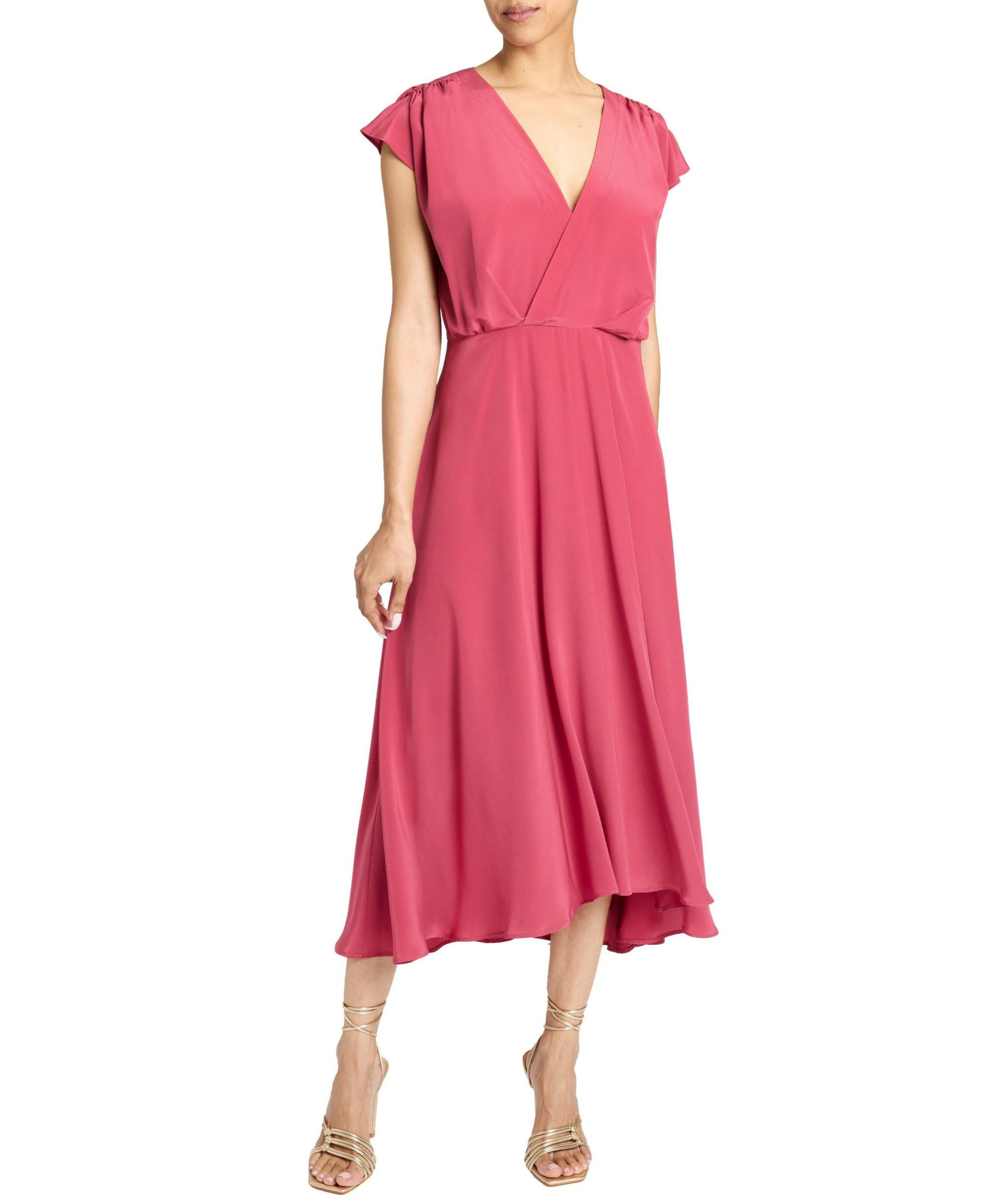 TALIA Cap Sleeve Midi Dress Silk Crepe De Chine — Image 4