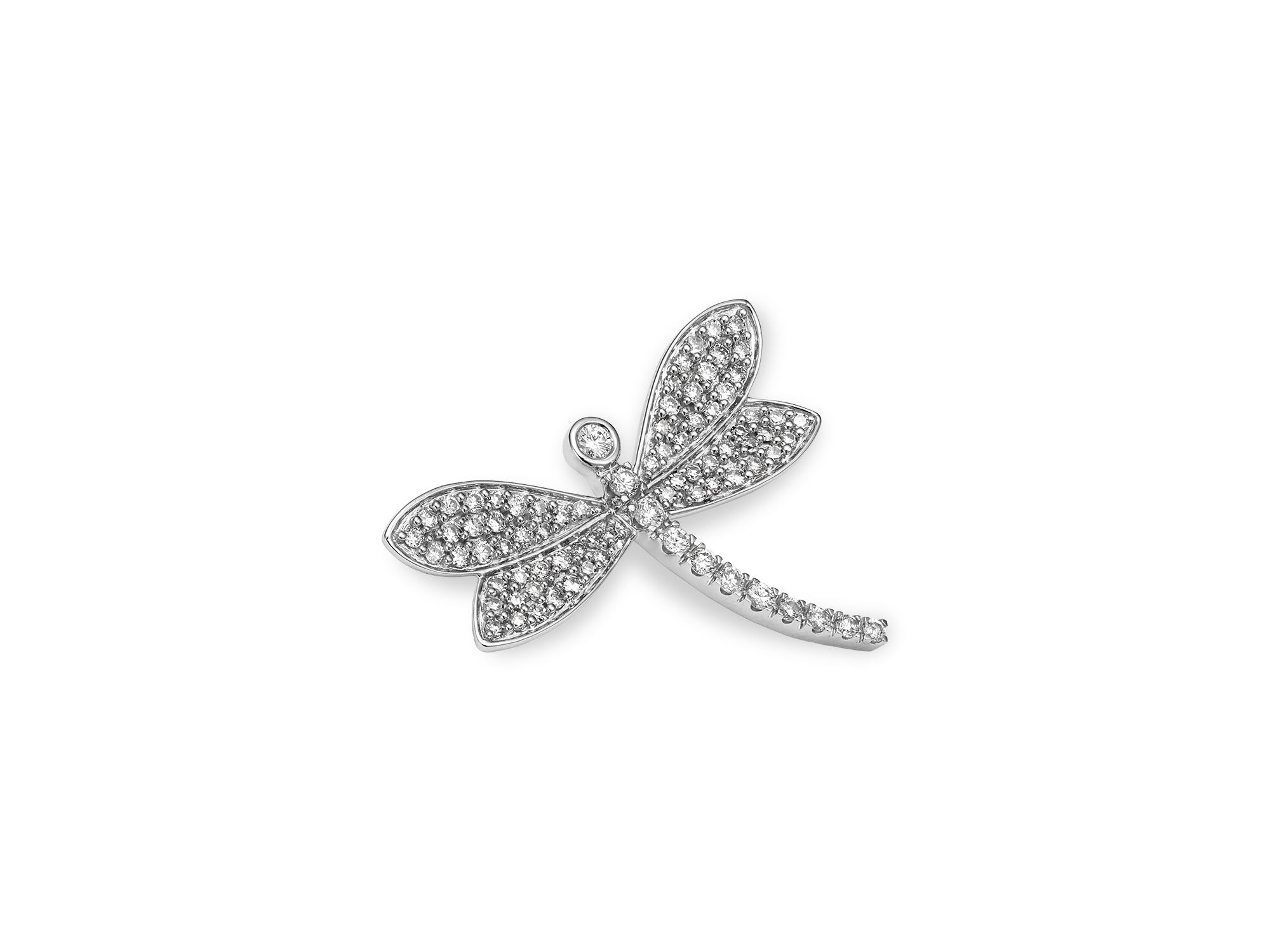 Diamond Dragonfly Pin in 14K White Gold, 0.50 tcw — Image 3