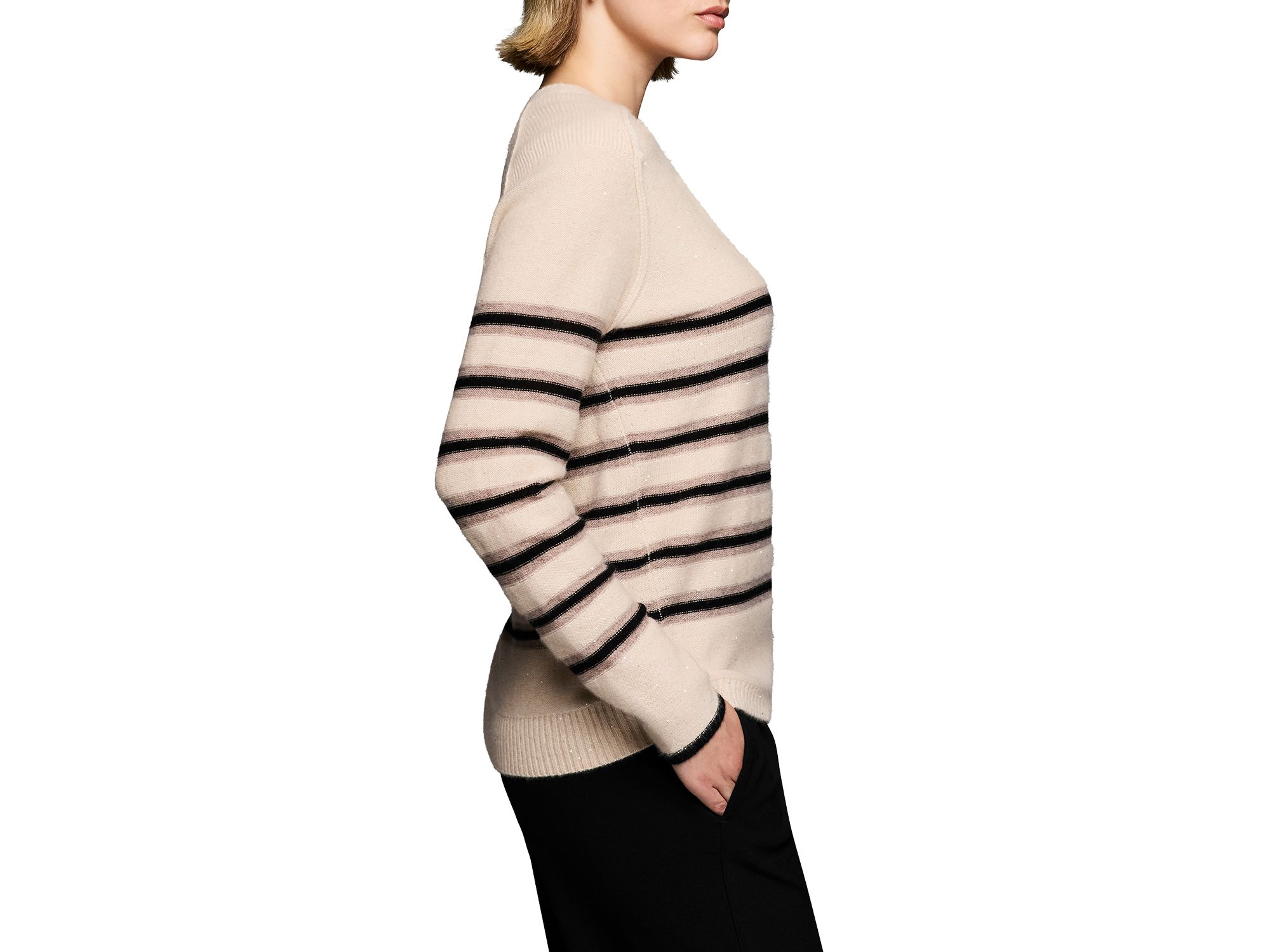 Sparkle Stripe V-Neck Sweater — Image 3
