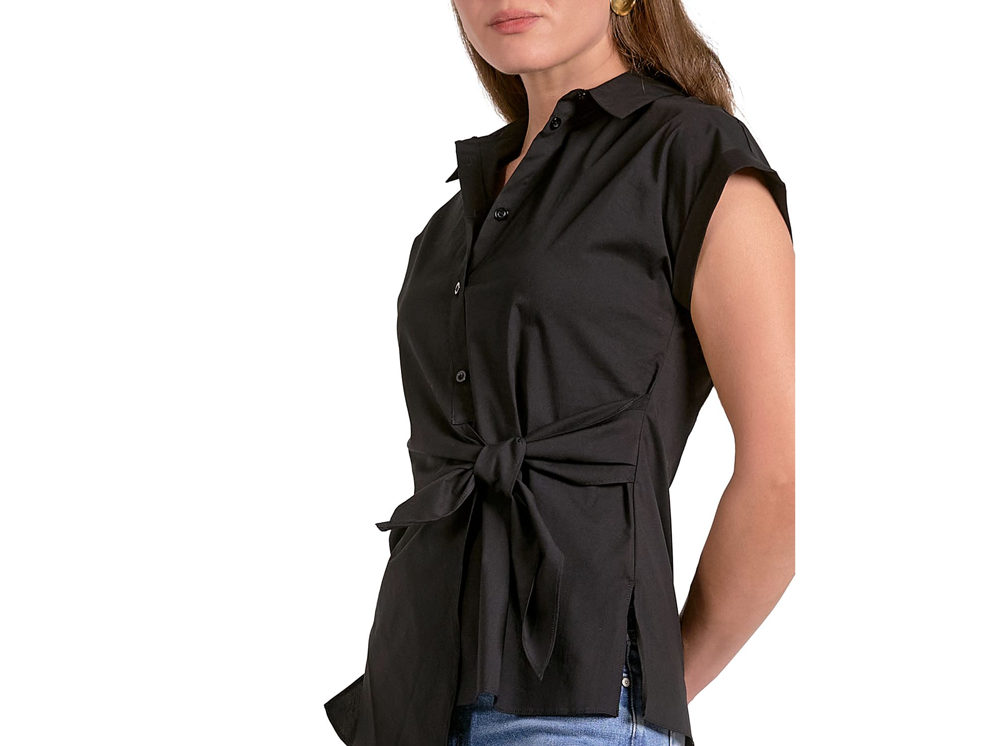 Button Down Tie Waist Shirt — Image 3