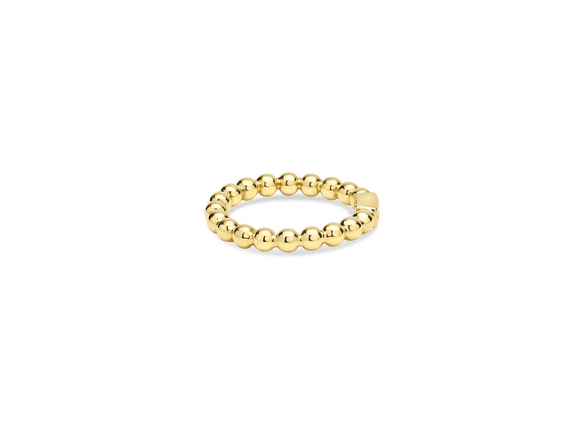 18K Yellow Gold Caviar Gold Bead Logo Stacking Ring — Image 5