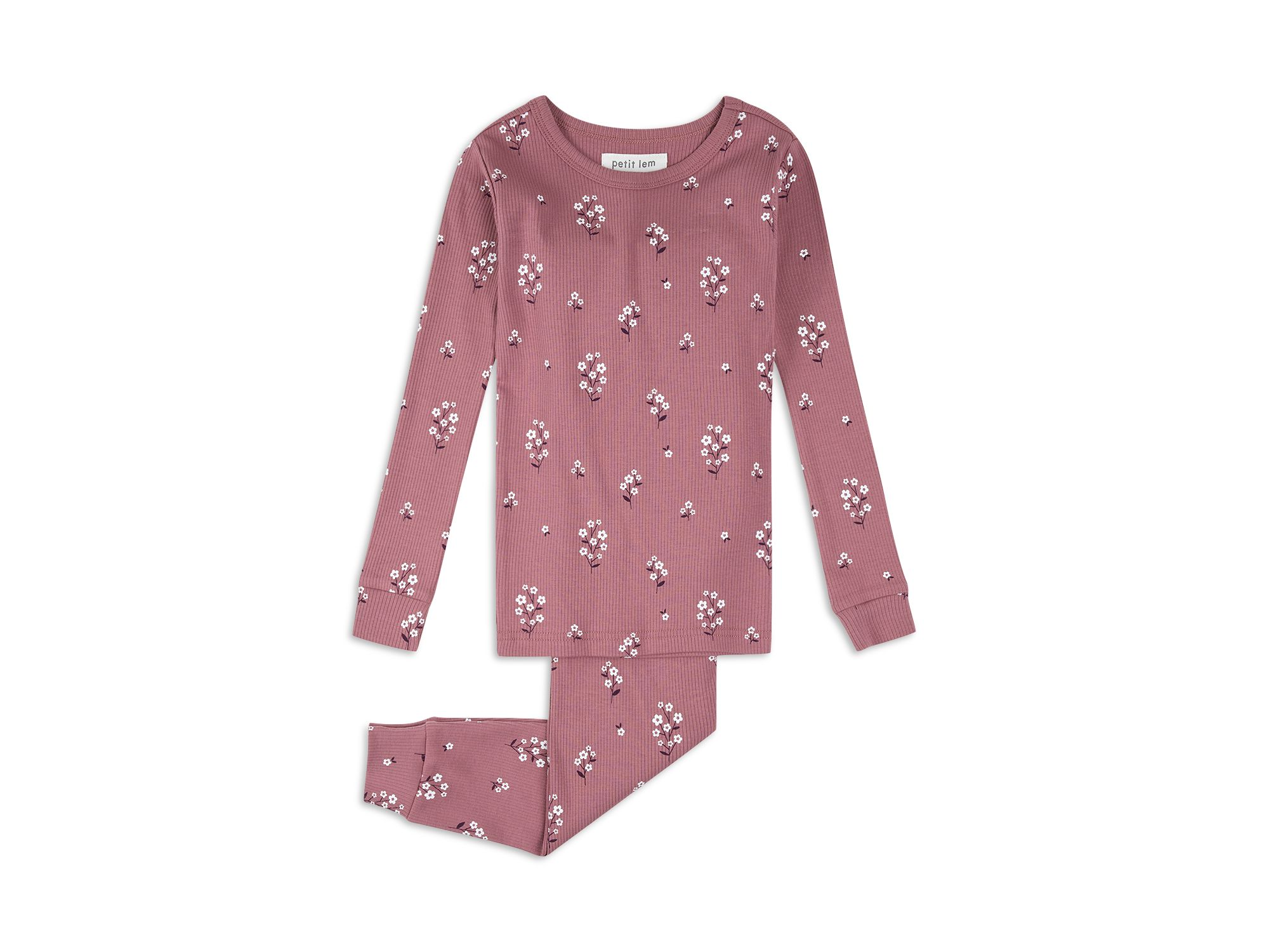Girls' White Flowers Print Pajama Set - Little Kid - Image 1