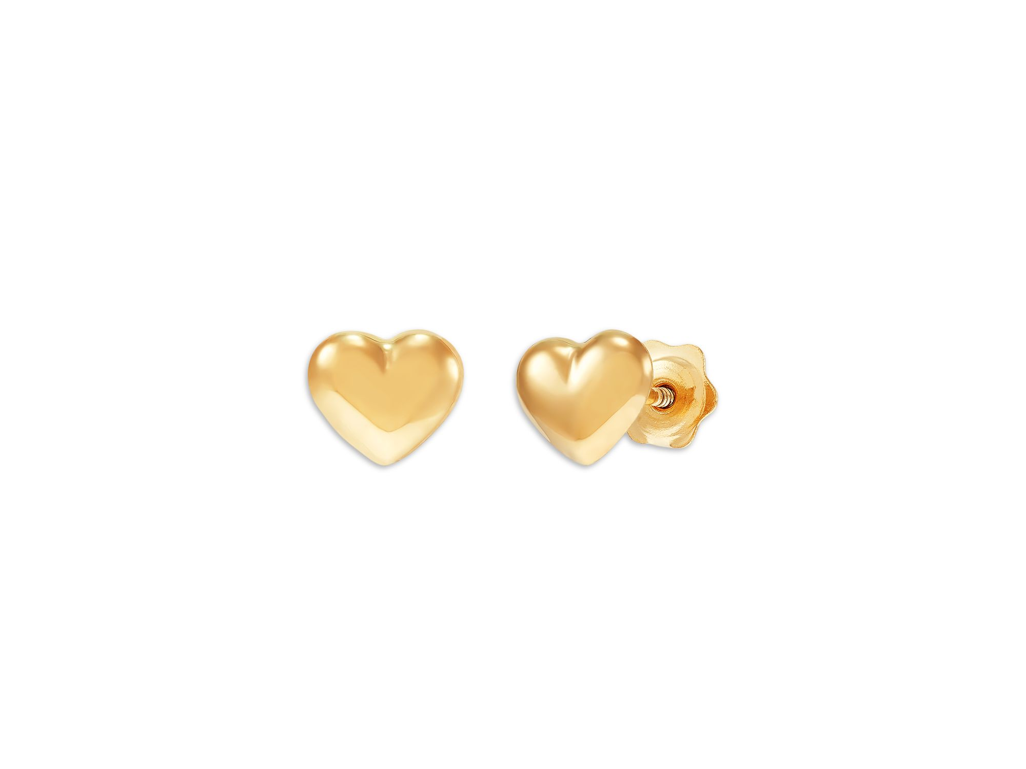Children's Puff Heart Stud Earrings in 14K Yellow Gold — Image 3