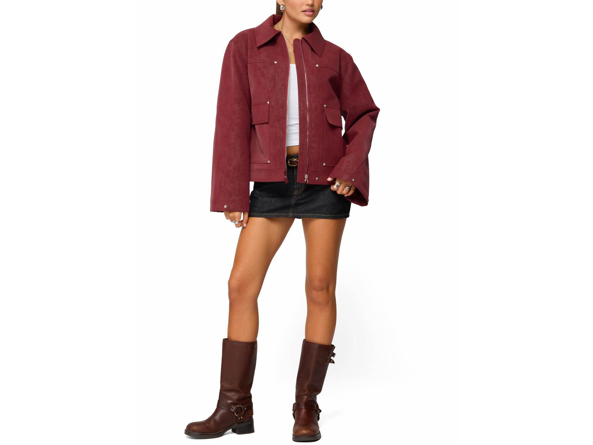 Annabelle Oversized Faux Suede Jacket — Image 5