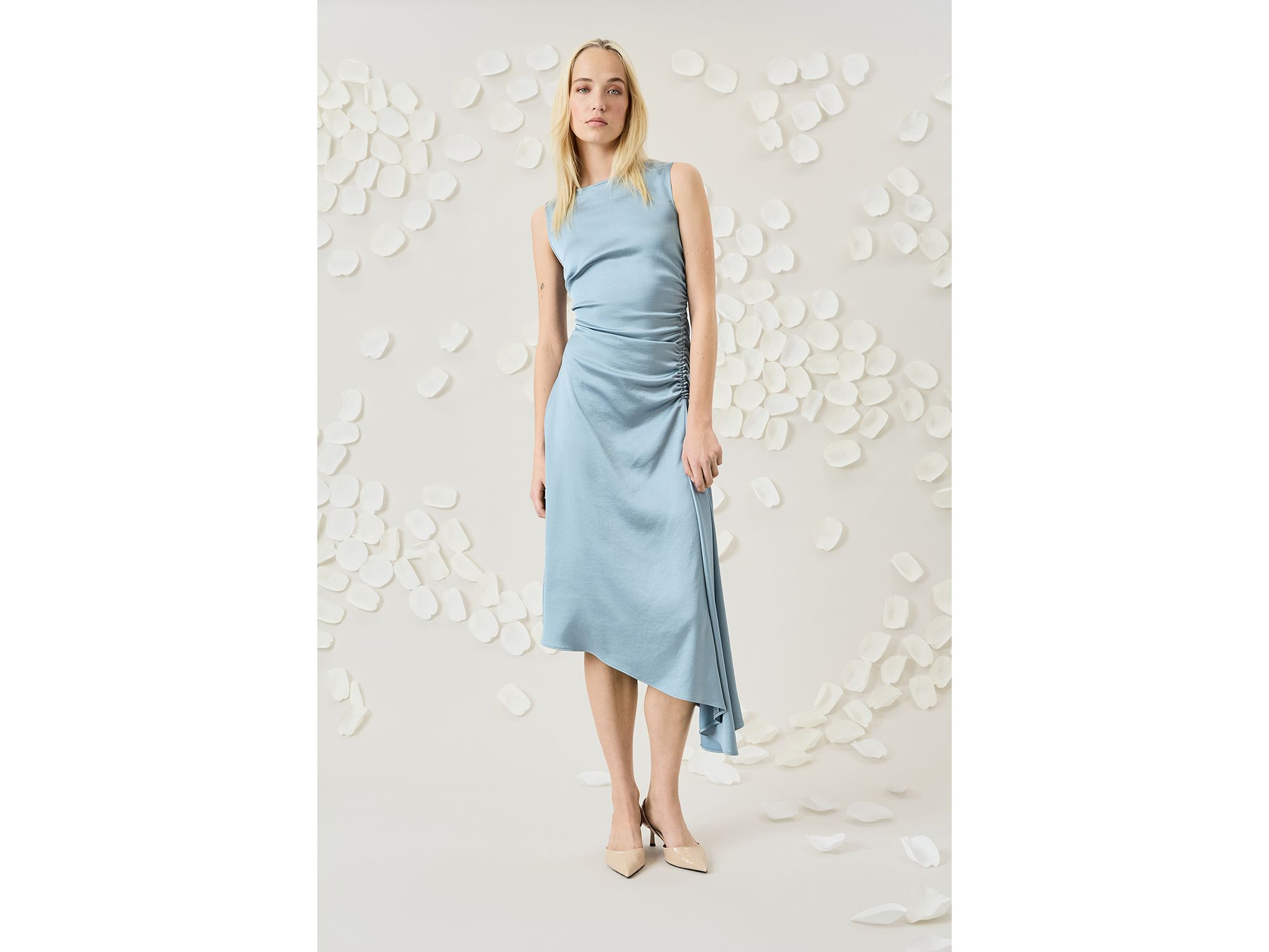 Boat Neck Asymmetric Midi Dress — Image 5