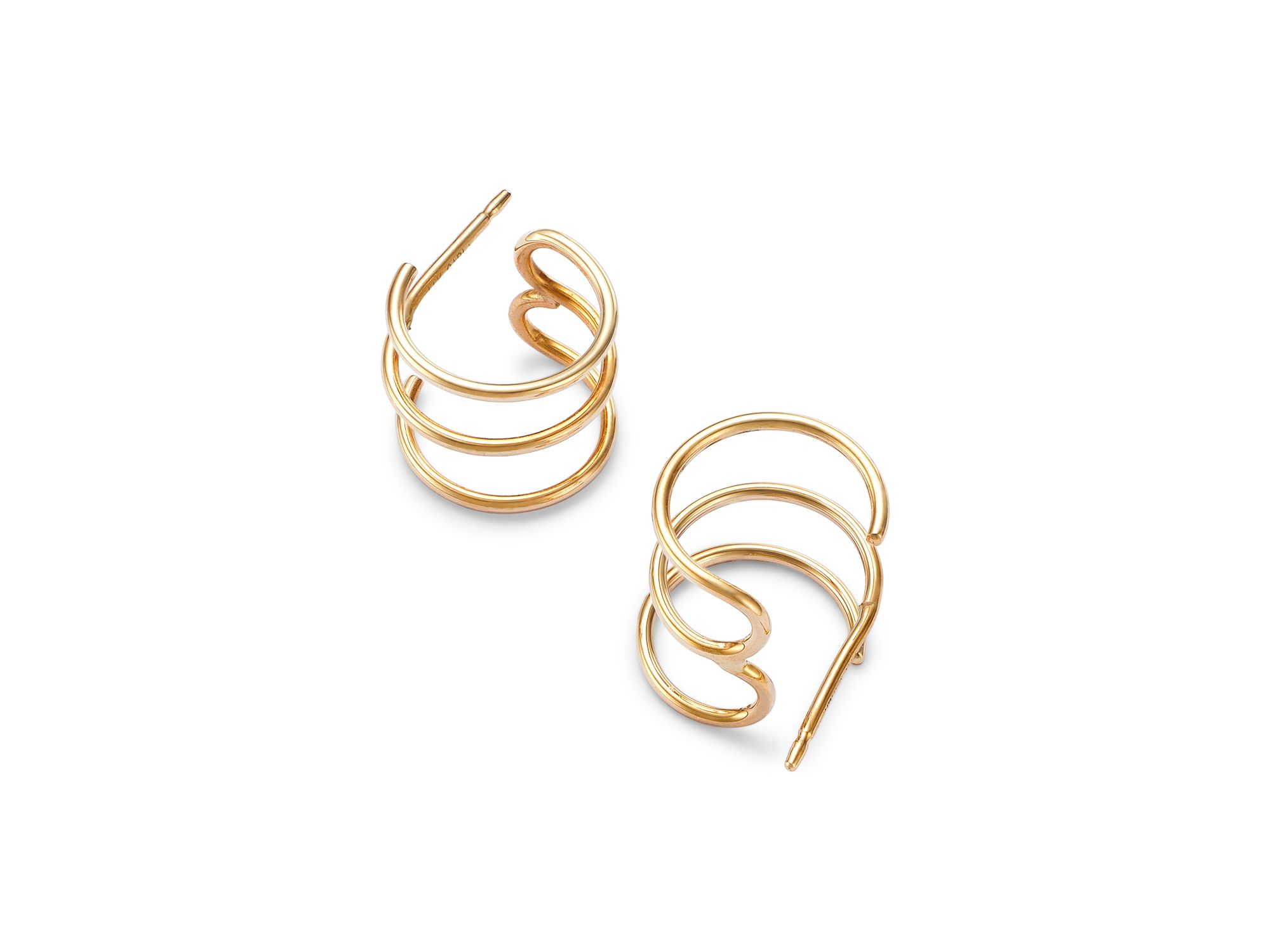 14K Yellow Gold Triple Wire Cuff Earrings — Image 3