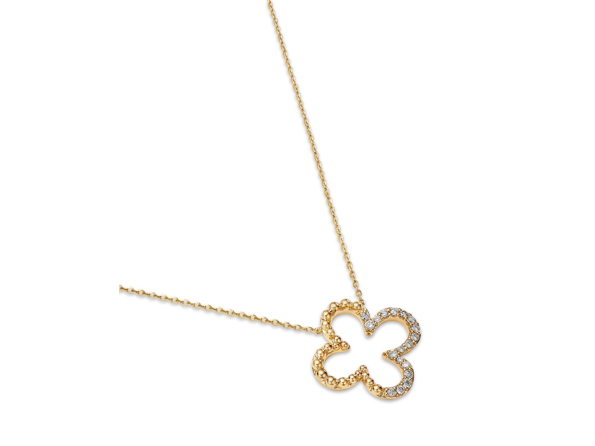 Diamond Clover Pendant Necklace in 14K Yellow Gold, 0.2 tcw — Image 3