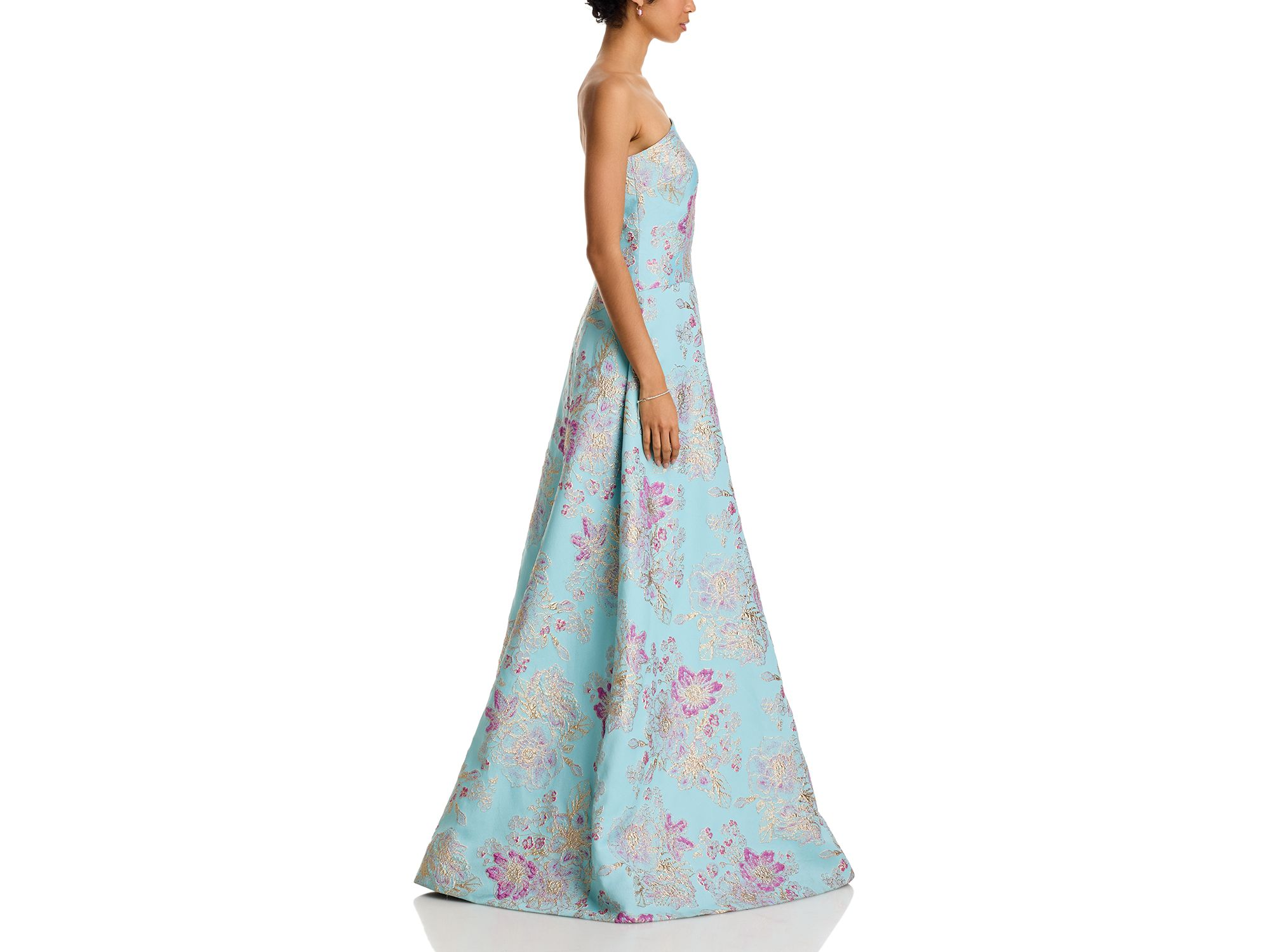 Sleeveless Metallic Multi Jacquard Gown — Image 5