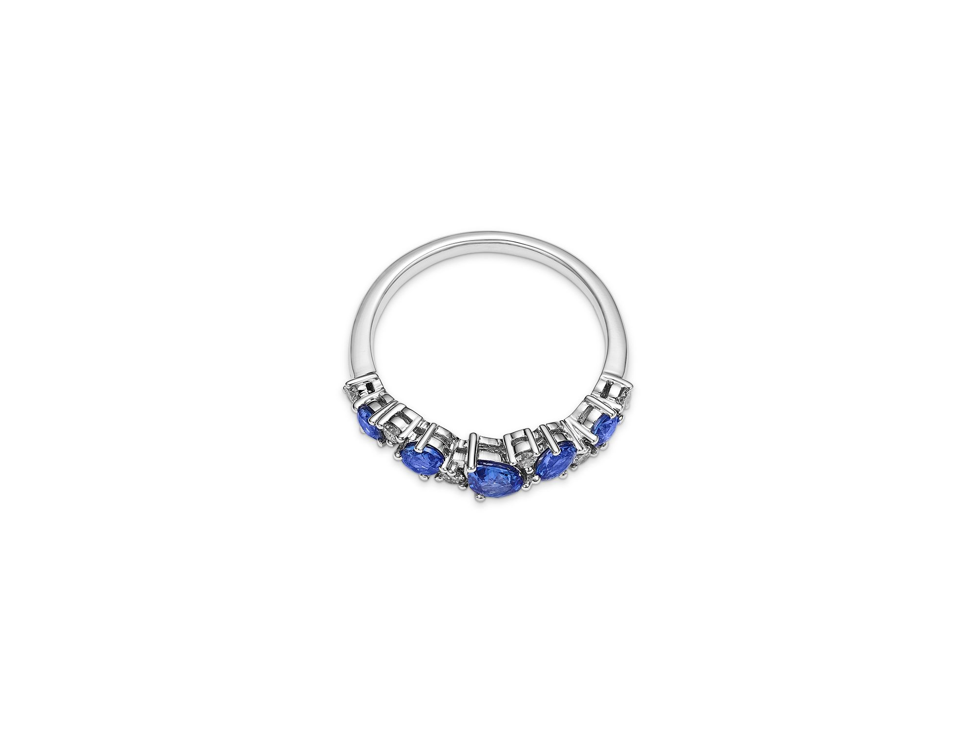 Sapphire & Diamond Band Ring in 14K White Gold — Image 3