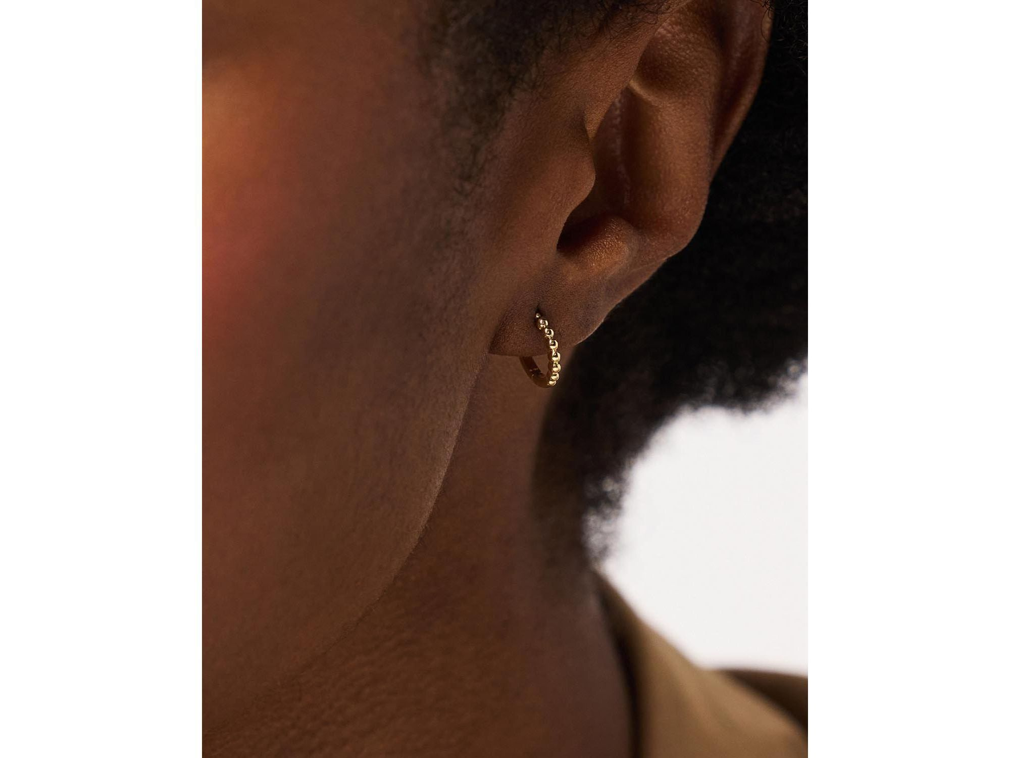 10K Gold Bead Huggie Hoops — Image 4