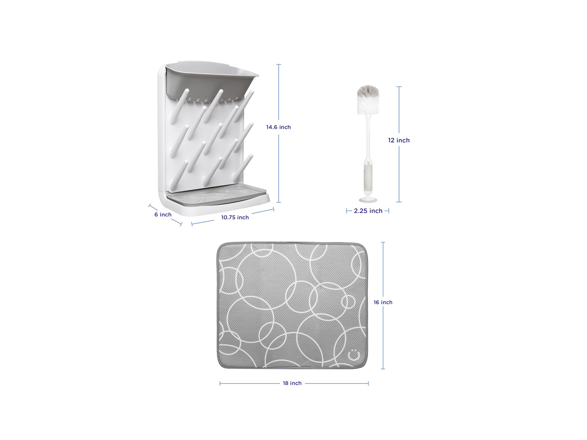 Vertical Bottle Drying Rack, Botte Brush & Microfiber Drying Mat Bundle — Image 5