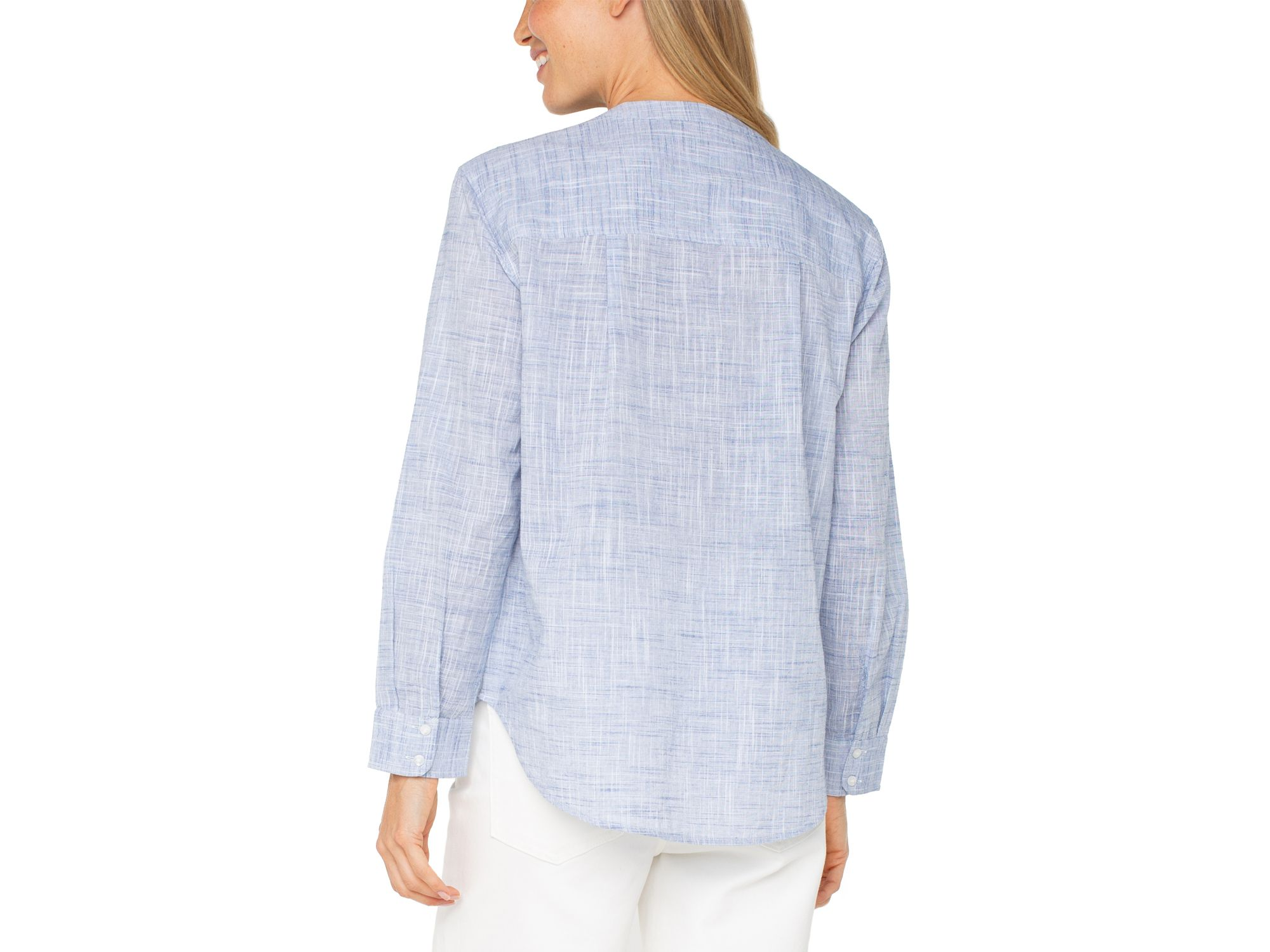 Long Sleeve Button Front Woven Top — Image 4