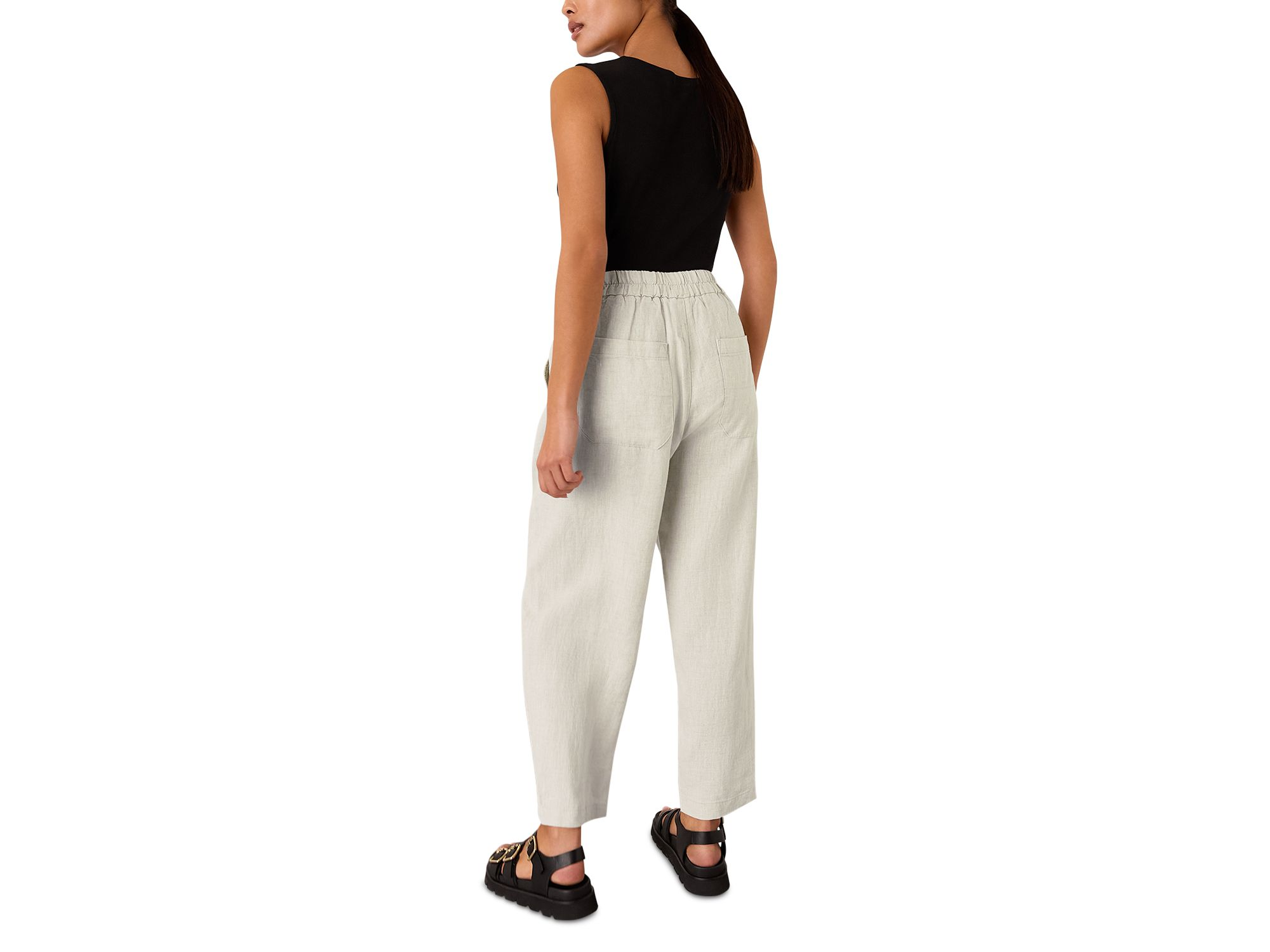 Petites Authentic High Rise Barrel Leg Jeans in Oatmeal — Image 5