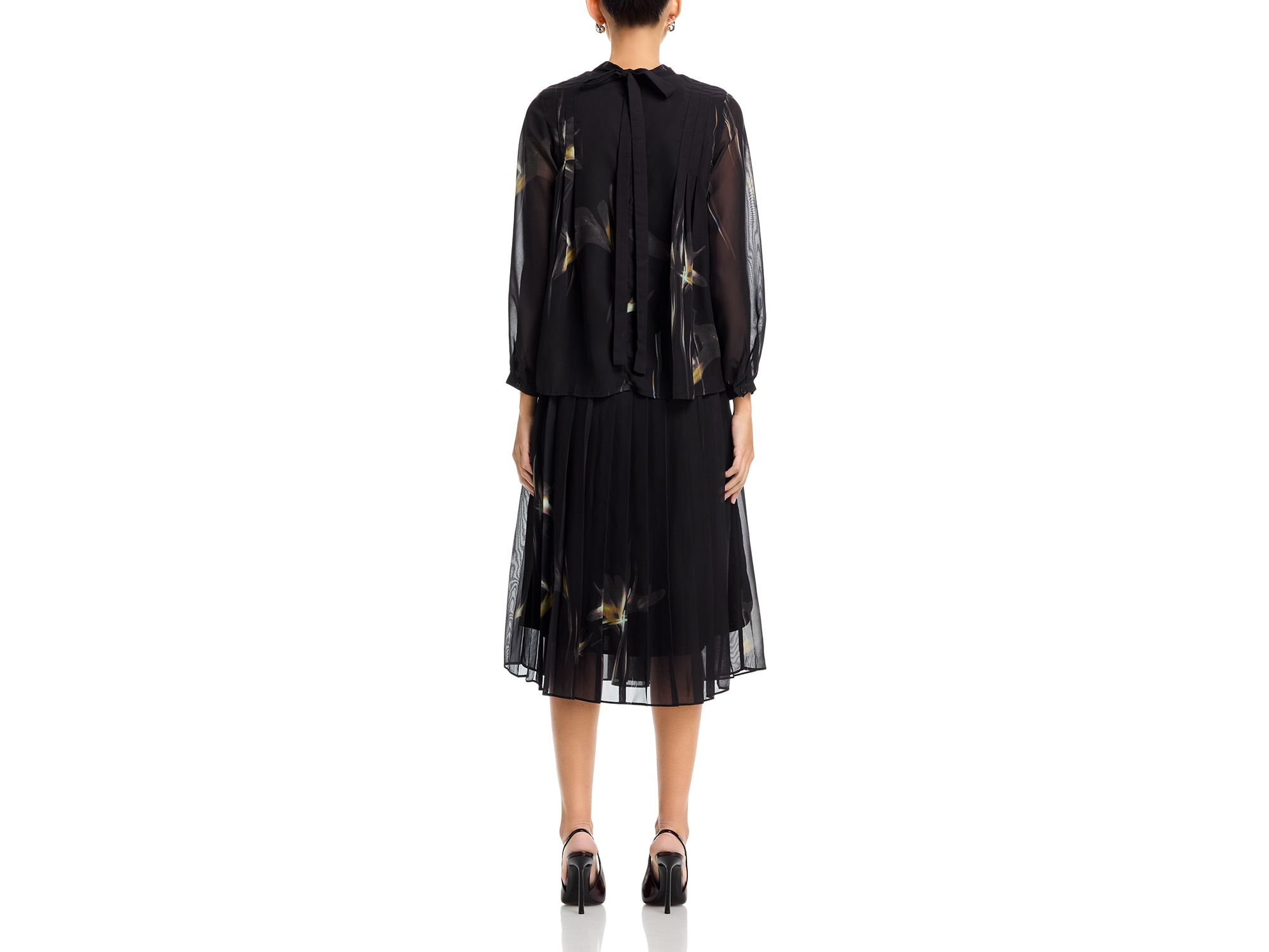 Printed Long Sleeve Top & Pleated Midi Skirt Set — Image 4