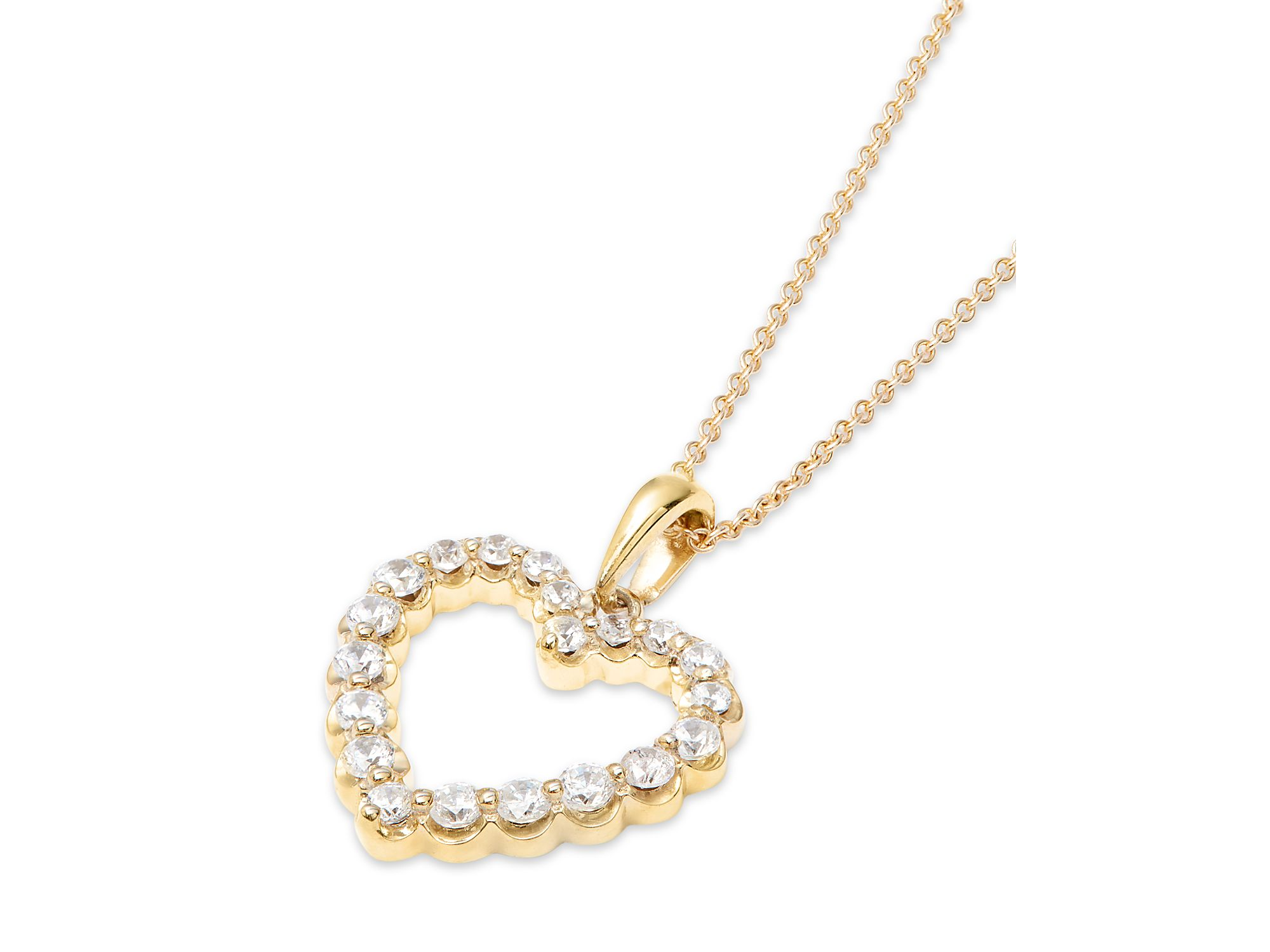 Diamond Classic Heart Pendant Necklace in 14K Yellow Gold, 0.25 tcw — Image 3