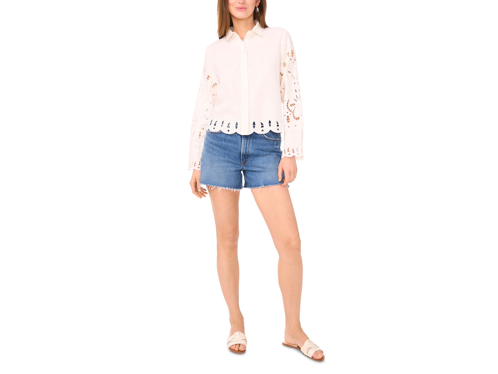 Embroidered Scallop Hem Blouse — Image 3