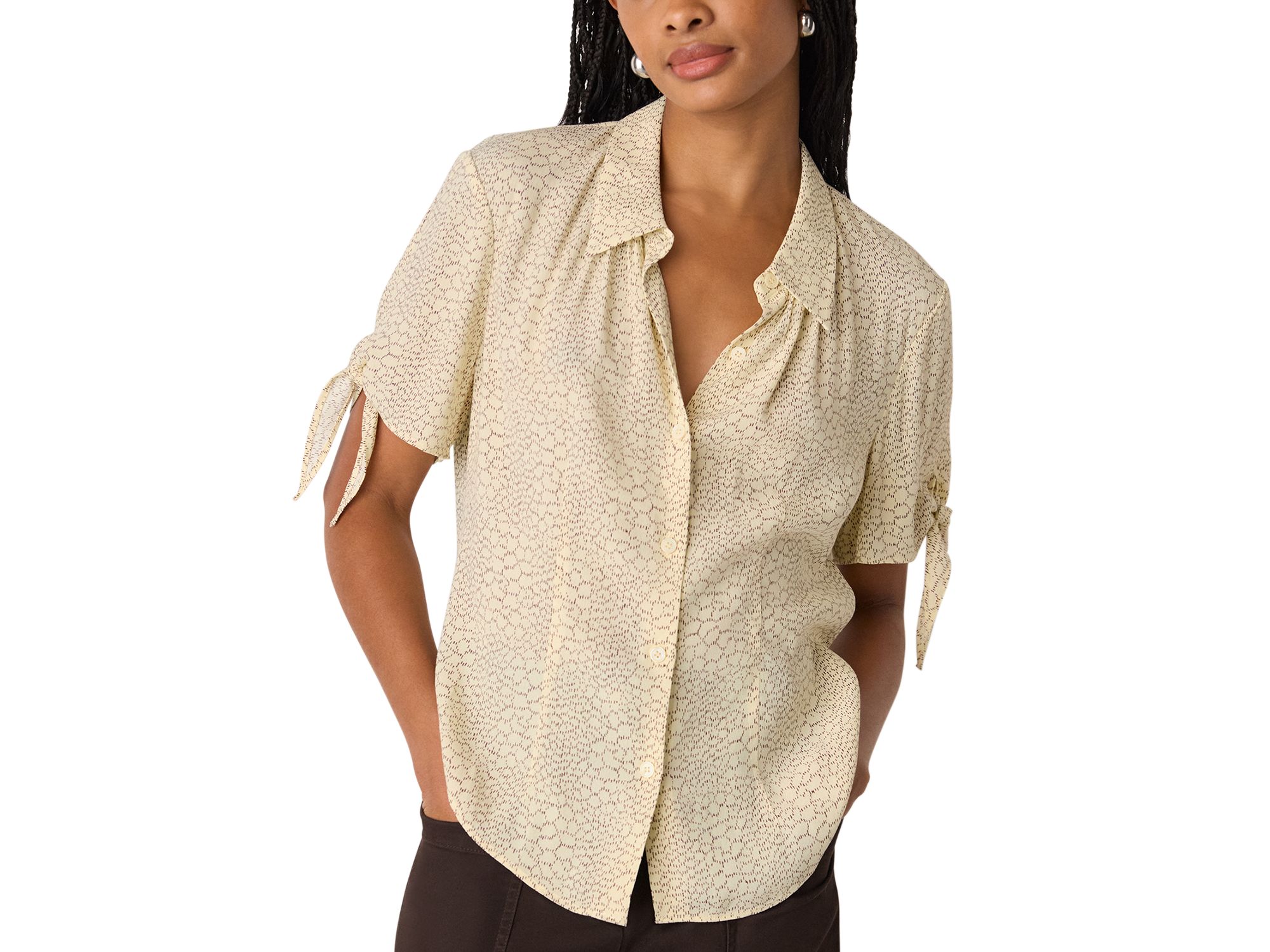 Dashed Marks Tie Sleeve Shirt