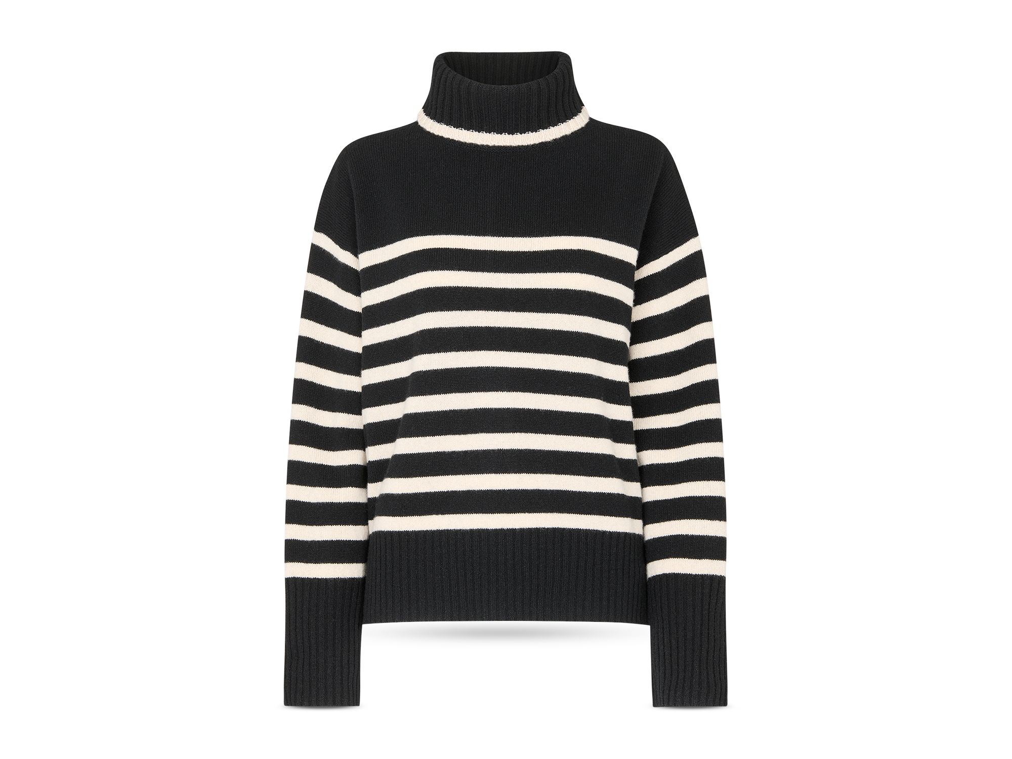High Neck Striped Wool Sweater — Image 4