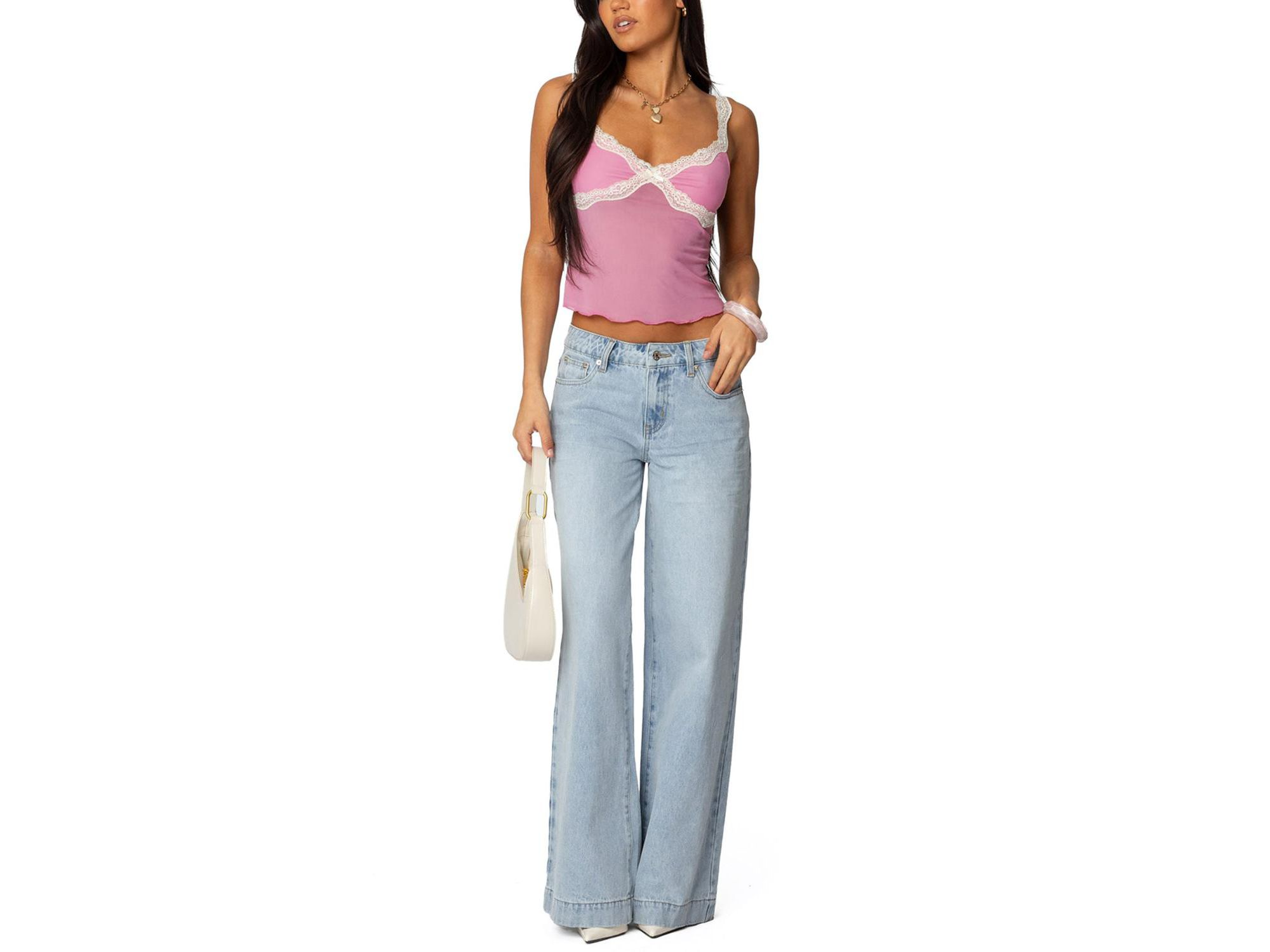 Contrast Lacey Mesh Tank Top — Image 3