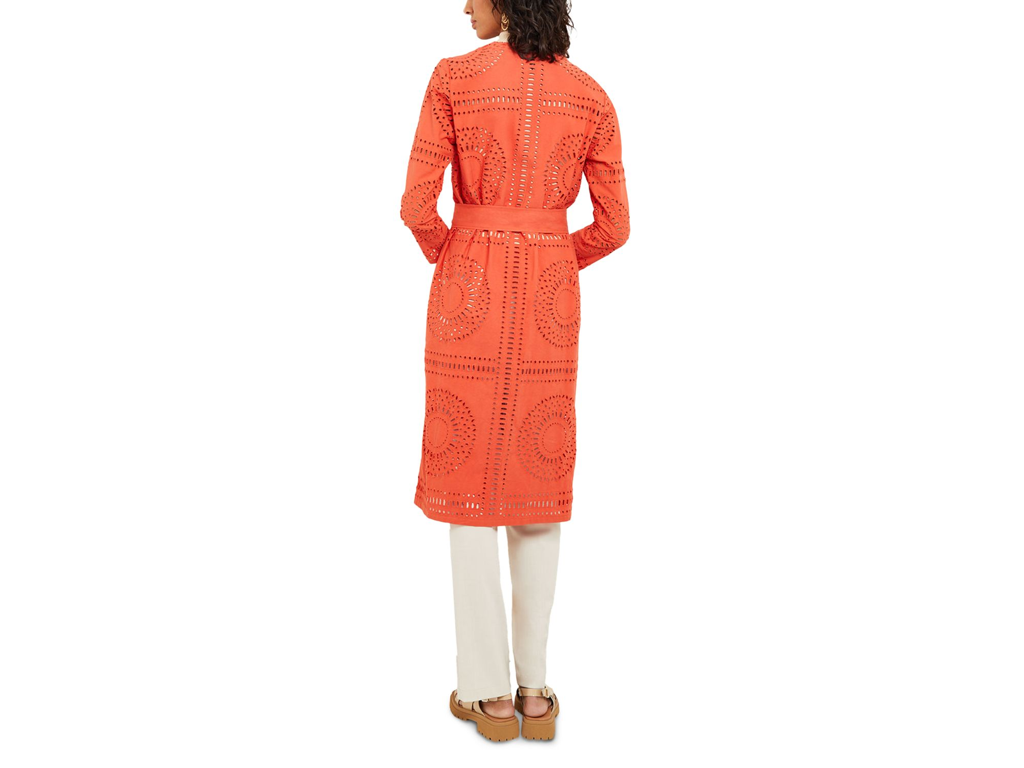 Eyelet Open Front Long Jacket — Image 3