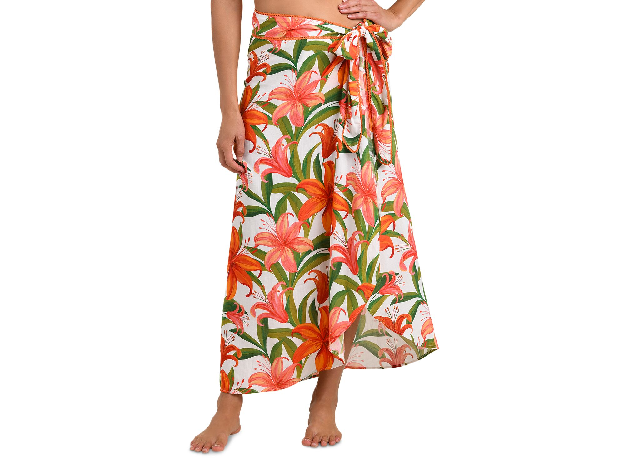 Jungle Blossoms Tie Wrap Skirt Swim Cover-Up — Image 4