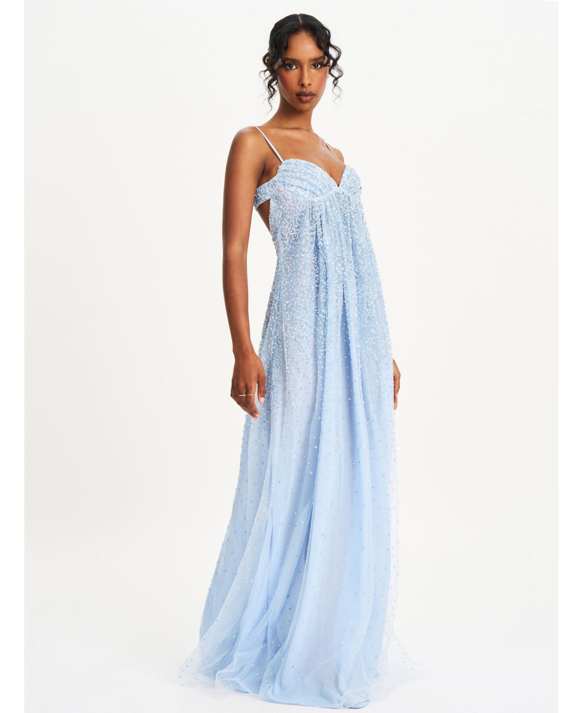 Wallie Rhinestone Embellished Mesh Backless Gown — Image 9