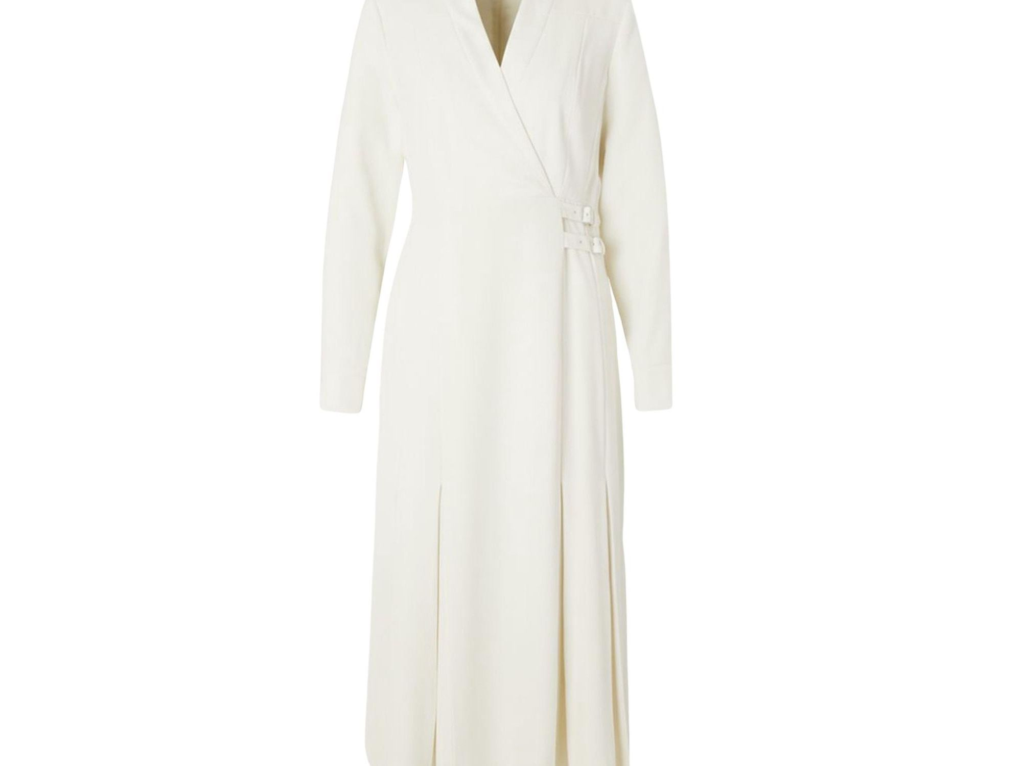 Crepe Buckle Waist Midi Shirt Dress — Image 4