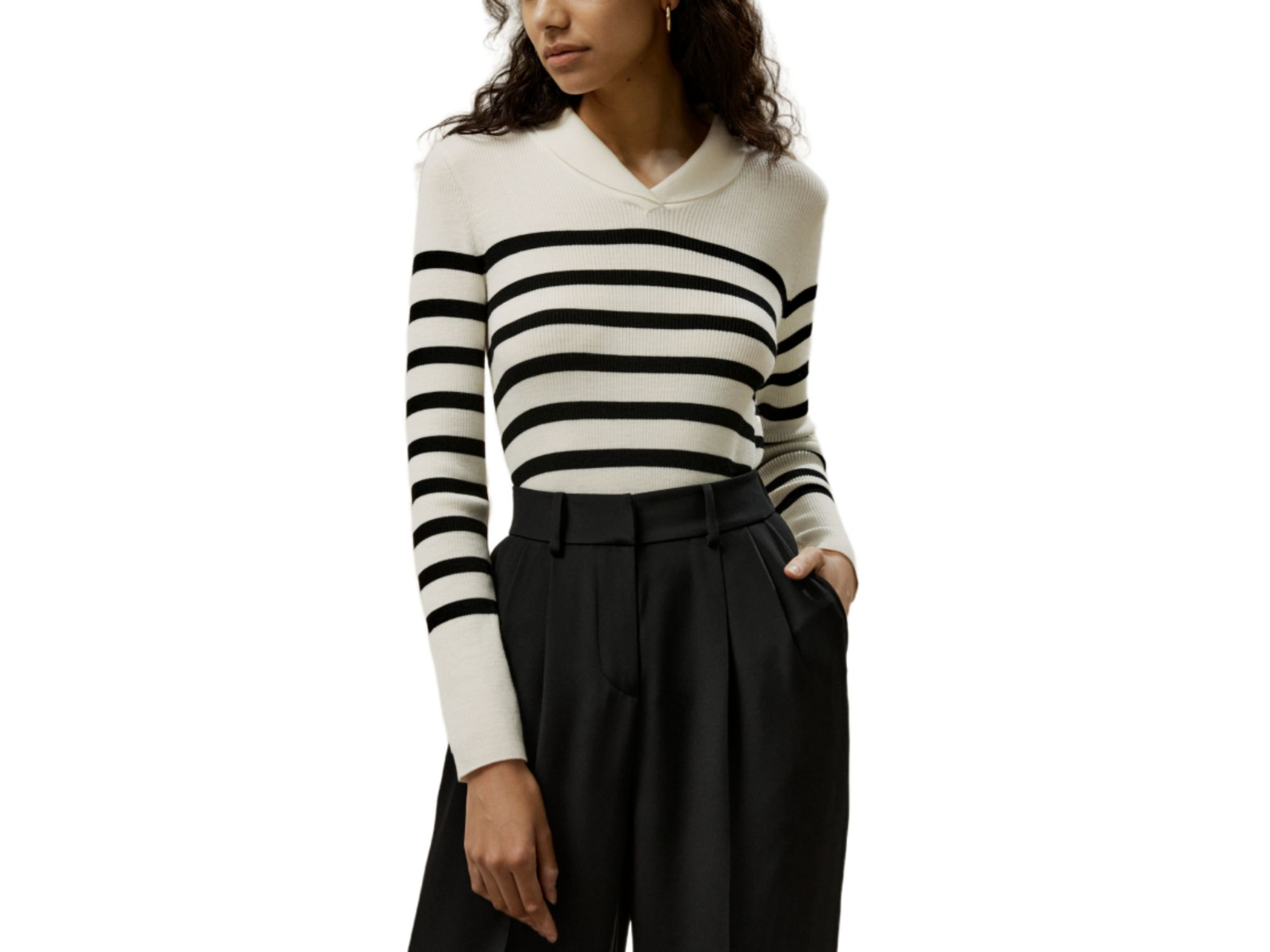 Striped Ultra-fine Merino Wool Sweater - Image 1