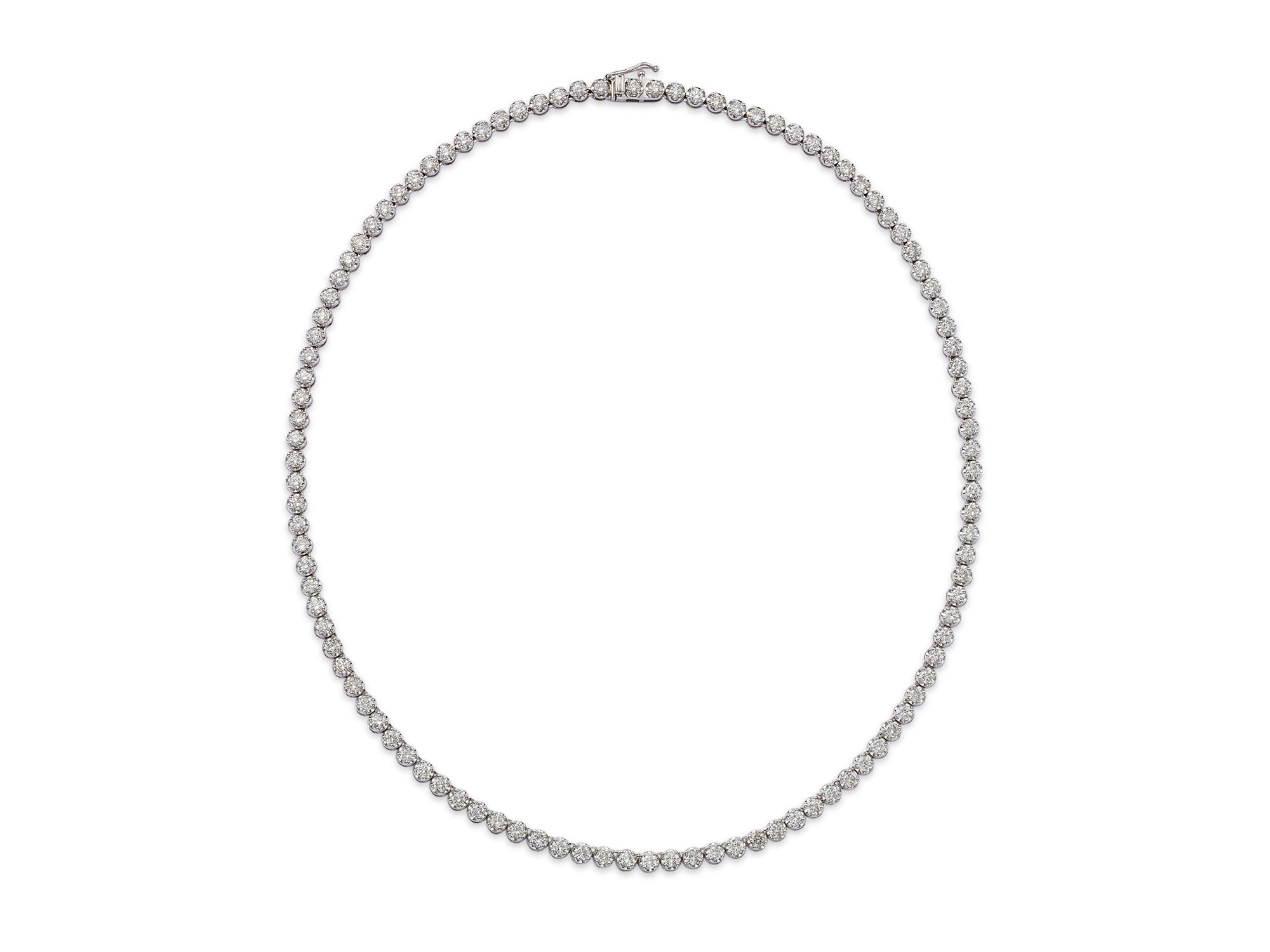 Diamond Crown Set Tennis Necklace in 14K White Gold, 4.0-10.0 tcw — Image 3