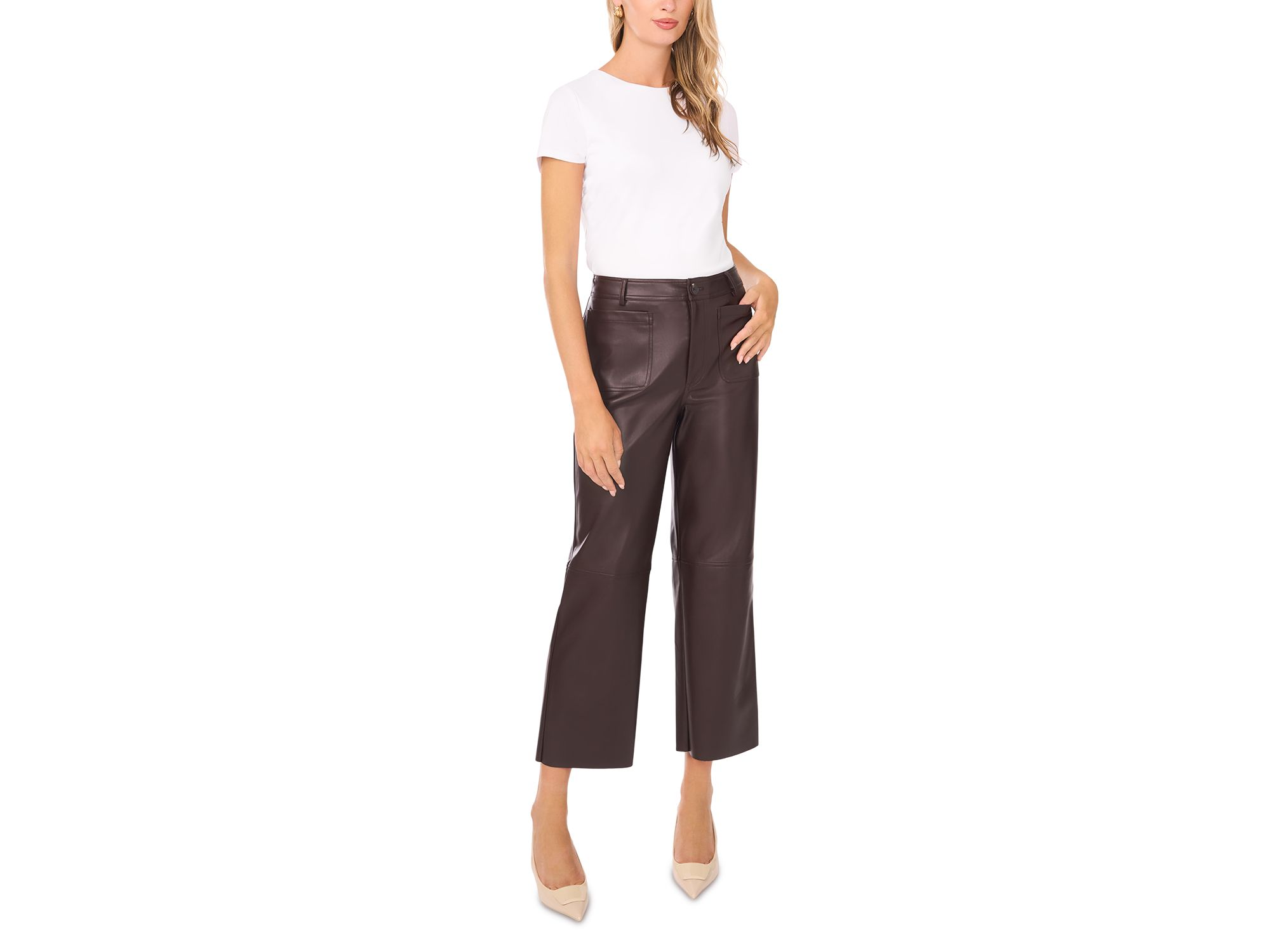 Wide Leg Faux Leather Pants — Image 4