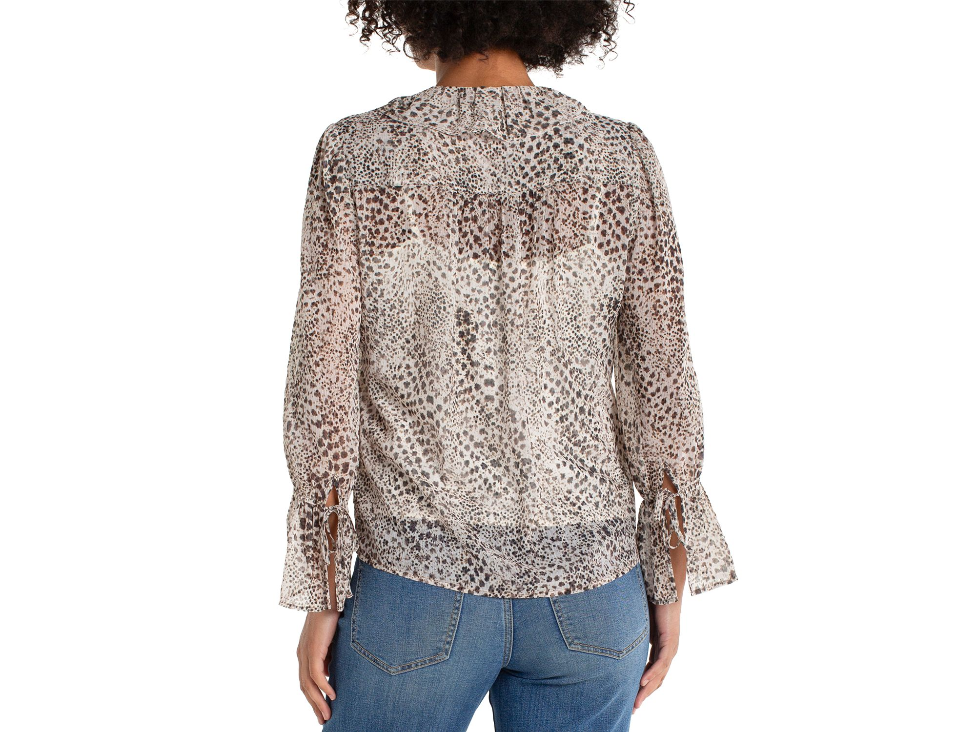 Long Sleeve Ruffle Front Woven Shirt — Image 3