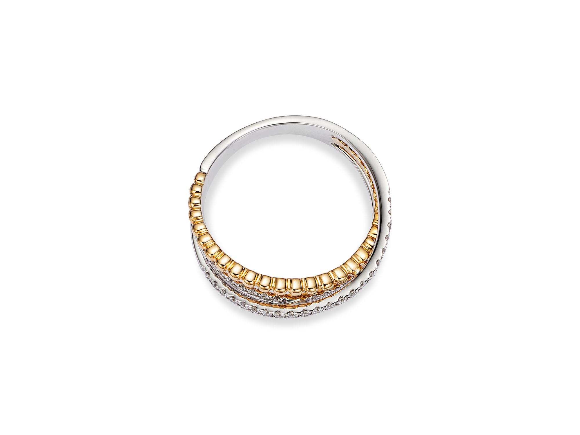 Diamond Crossover Ring in 14K White & Yellow Gold, 0.25 tcw — Image 4