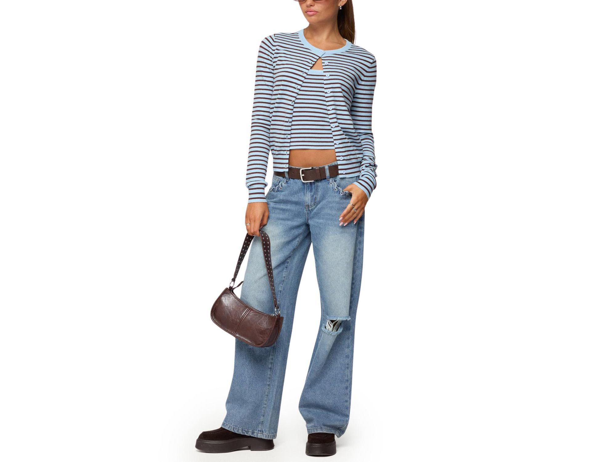Dutton Distressed Low Rise Light Rinse Wash Jeans — Image 4