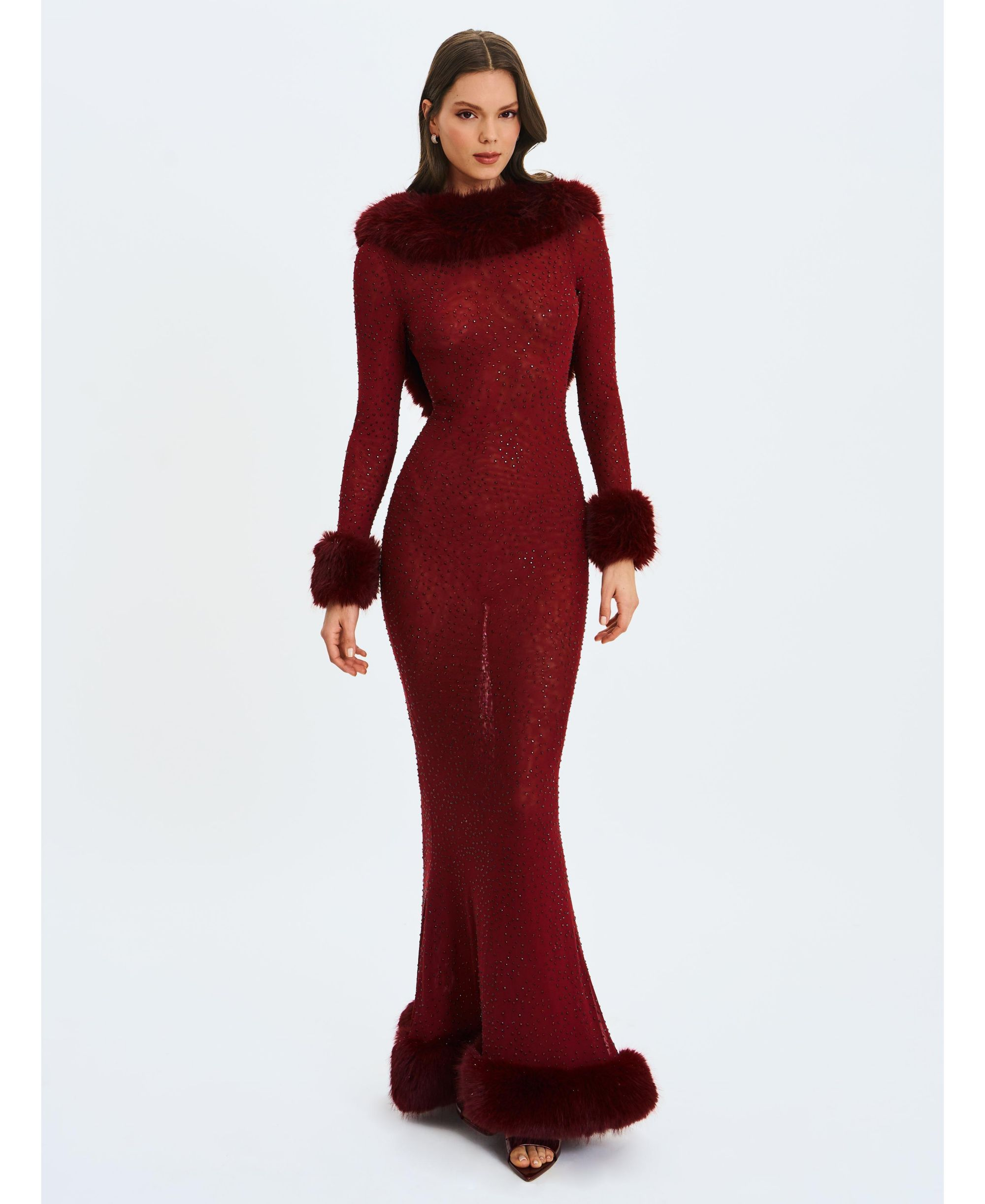 Mellie Regular-Length Rhinestone Mesh Low Back Mermaid Gown — Image 6