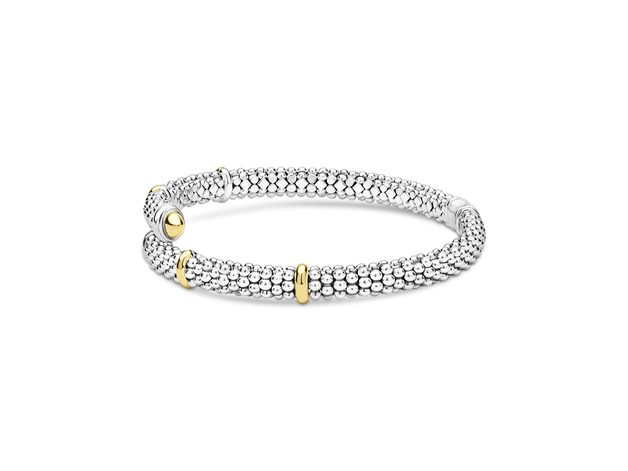 18K Yellow Gold & Sterling Signature Caviar Versa Bypass Bracelet — Image 4