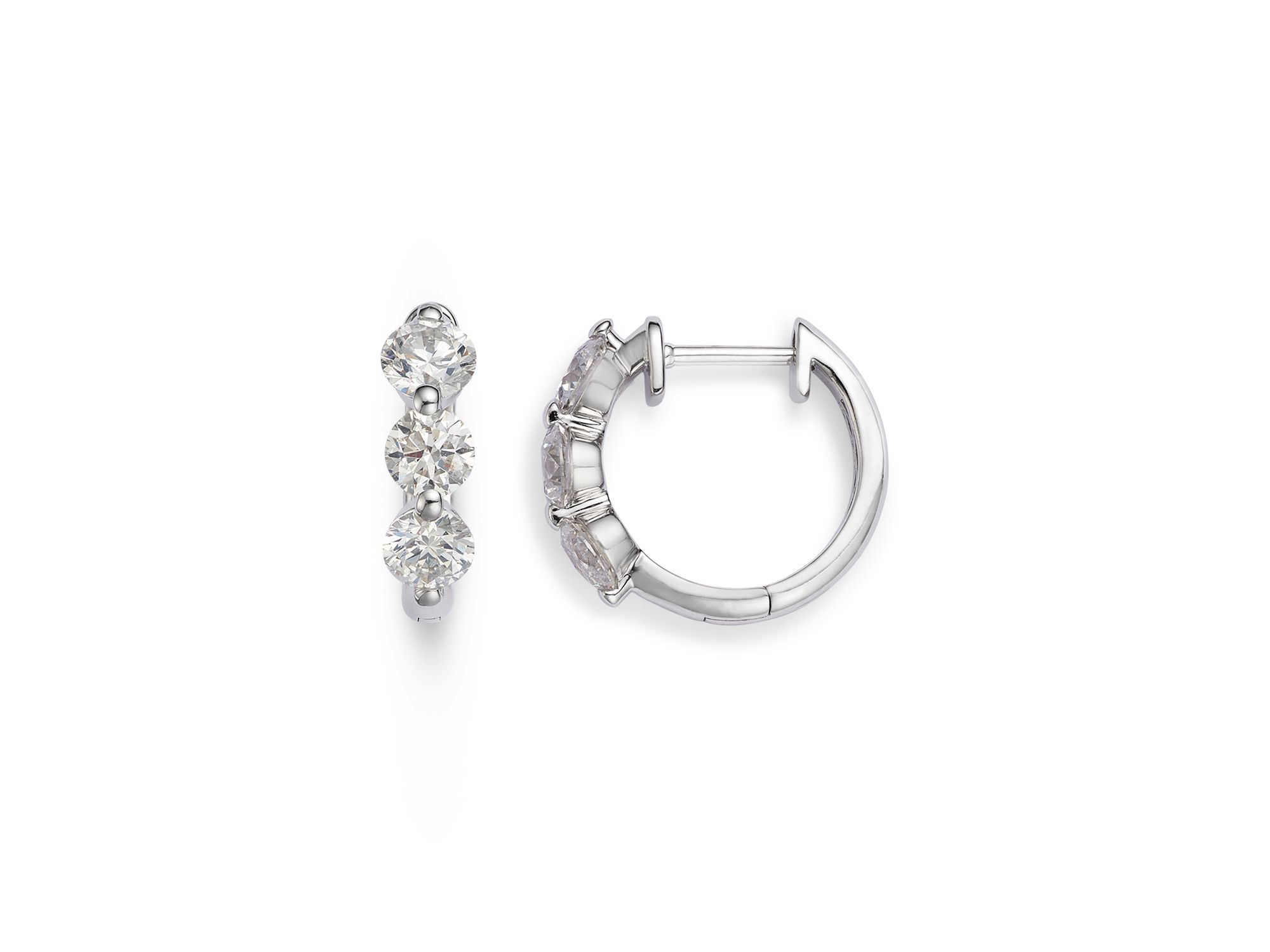 Diamond Hoop Earrings in 14K White Gold, 0.5-1.5 tcw — Image 7
